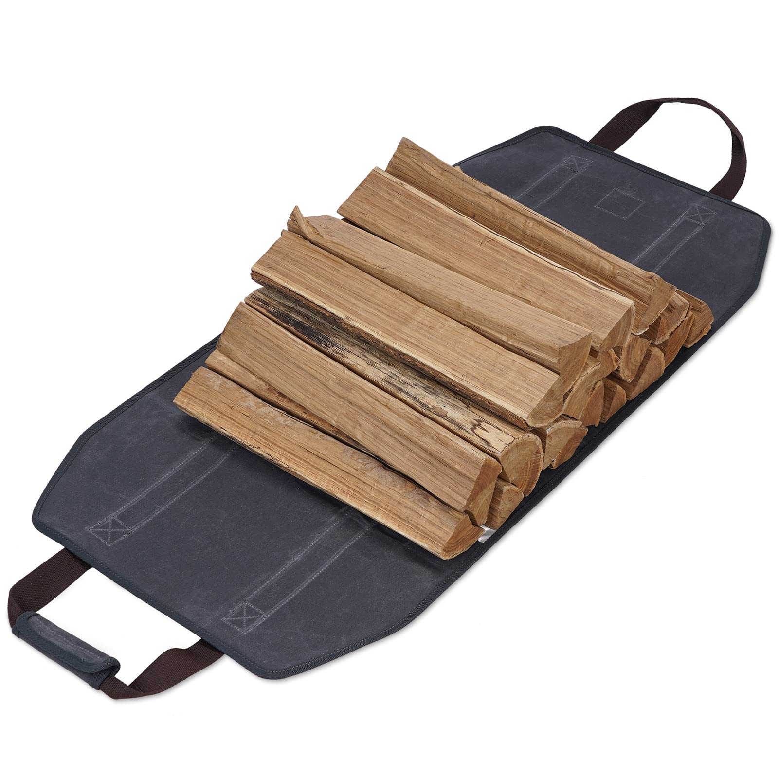 Willow Weave Canvas Firewood Log Carrier, Fireplace Log Carriers & Holders, Firewood Carrier, Wood Carrying Bag For Firewood, Gr