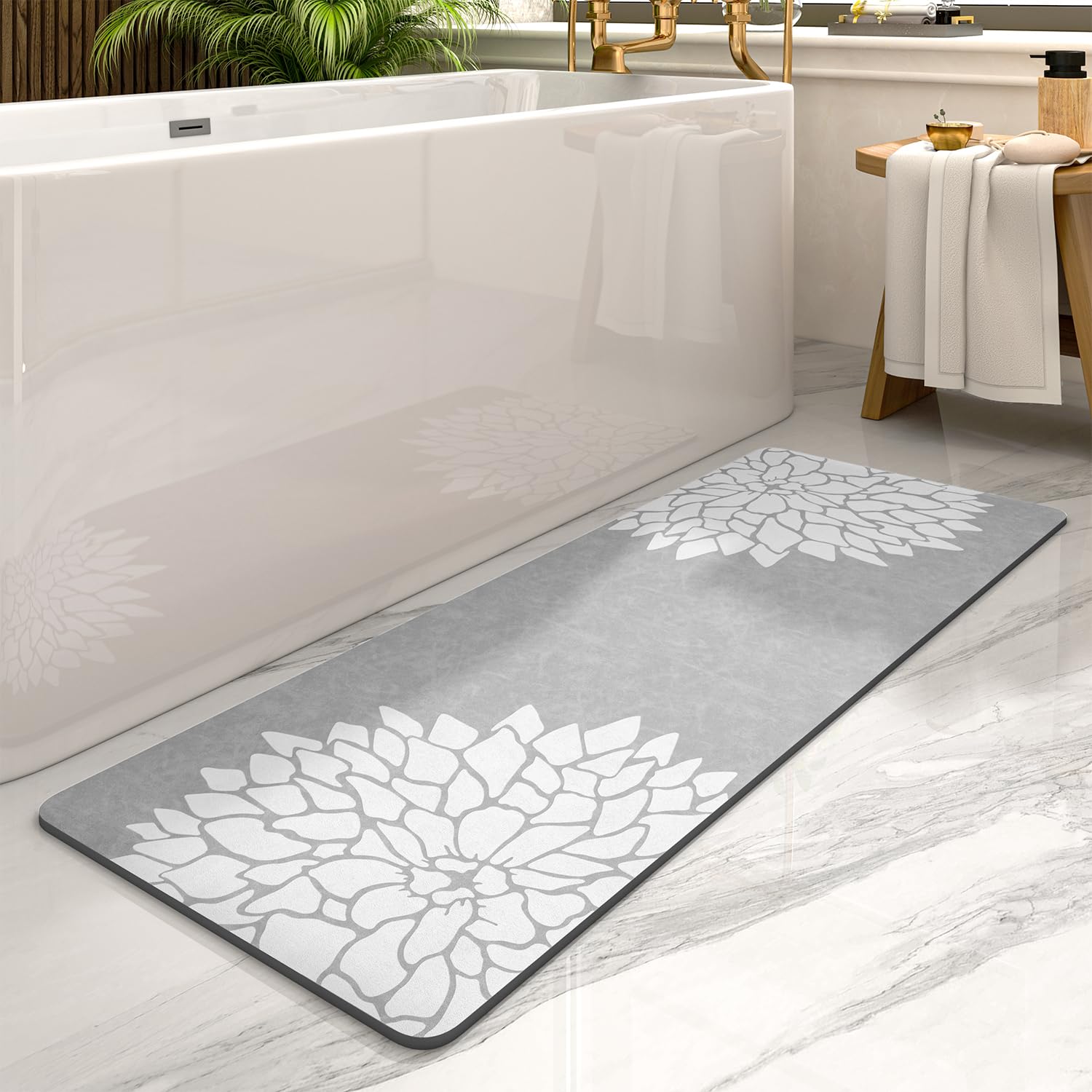Padoor-No Stains Bathroom Runner Rug-Bath Mats For Bathroom Non Slip-Super Absorbent Bathroom Floor Mat Quick Dry Diatomaceous E