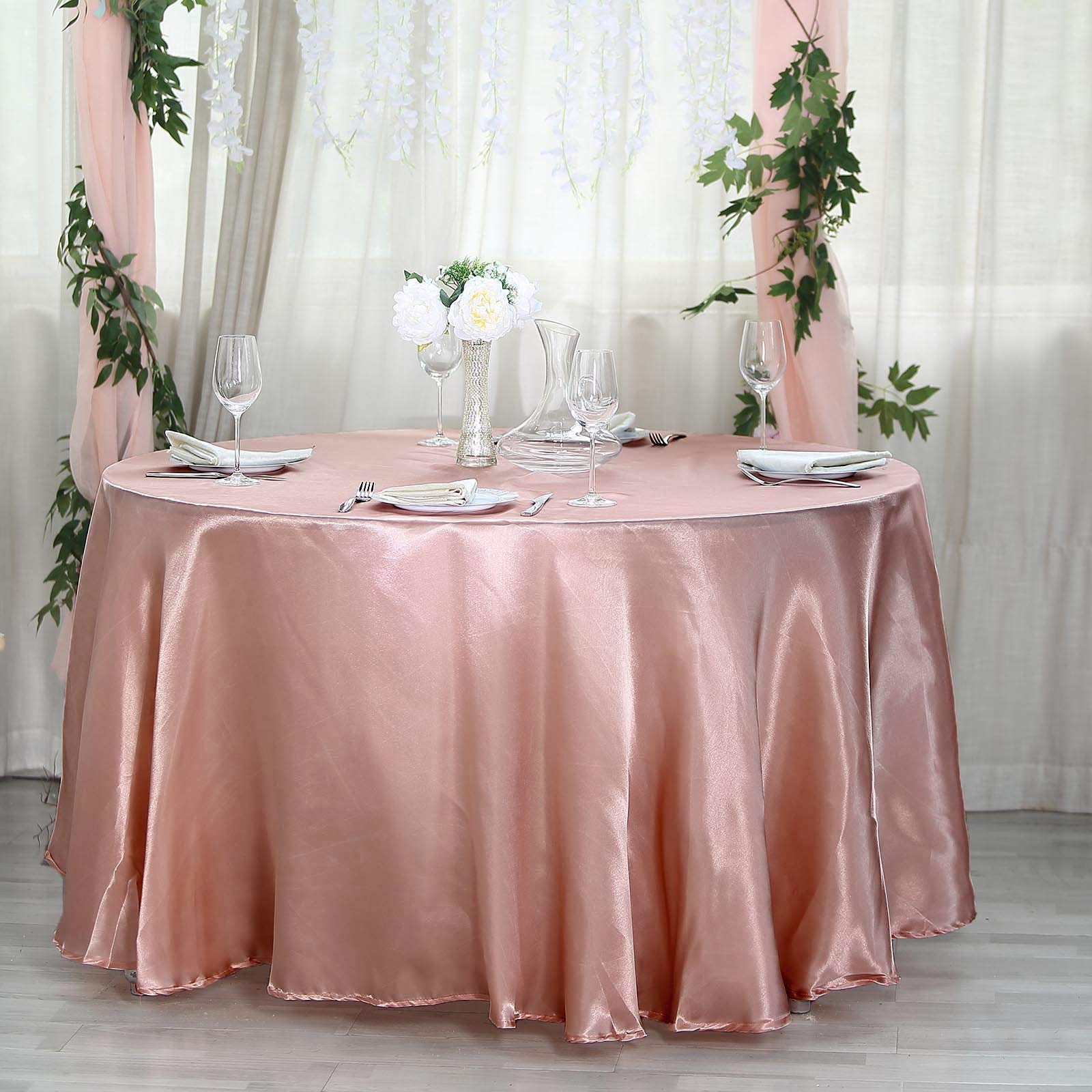 Balsacircle 108-Inch Dusty Rose Round Satin Tablecloth Table Cover Linens For Wedding Party Catering Kitchen Dining Events Kitch