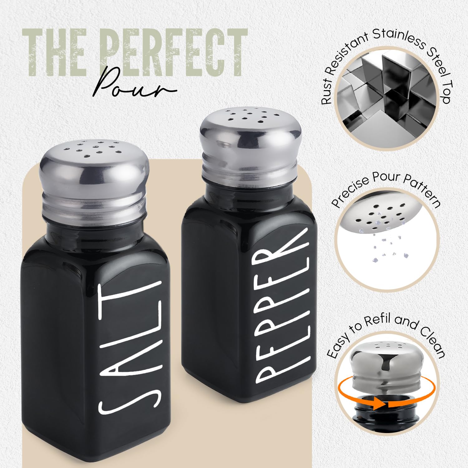 Black Salt And Pepper Shakers Set By Brighter Barns - Cute Black Kitchen Decor - Gothic Or Halloween Kitchen Decor -Farmhouse Gl