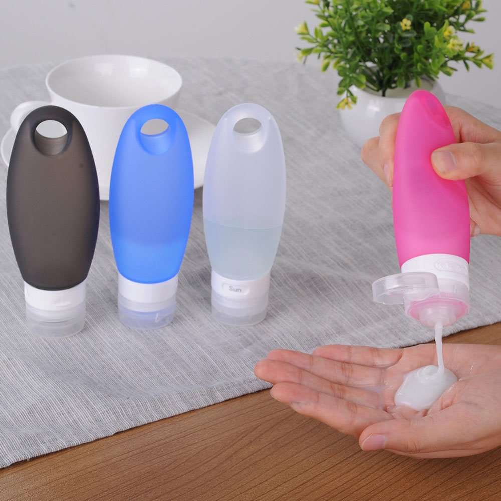 Silicone Travel Bottle Set Tsa Approved Carry On Shampoo Conditioner Bottle Leak Proof Design Bpa Free For Cosmetics 3.3 Oz (4 P