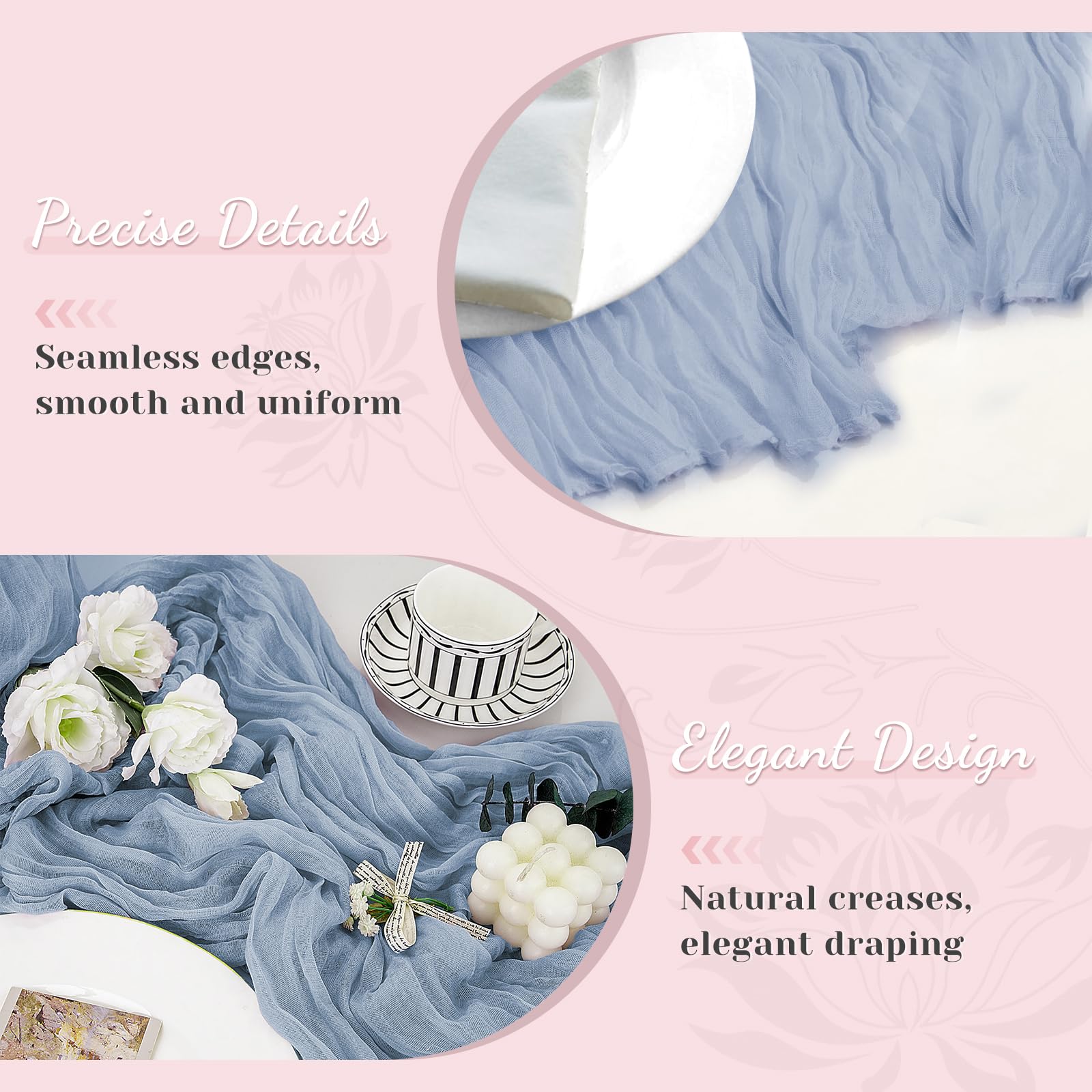 Blue Table Runner, 10Ft 120in Cheesecloth Table Runner, Gauze Rustic Cheese Cloth Table Runners for Wedding, Party, Baby & Brida