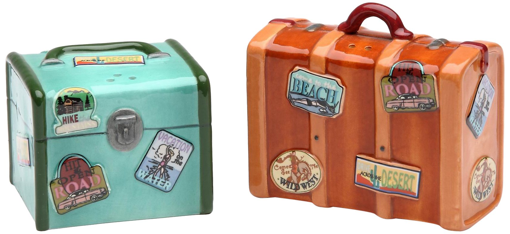 Appletree Design Road Trip Luggage Salt And Pepper Set, 2-3/8-Inch, 1-3/4-Inch