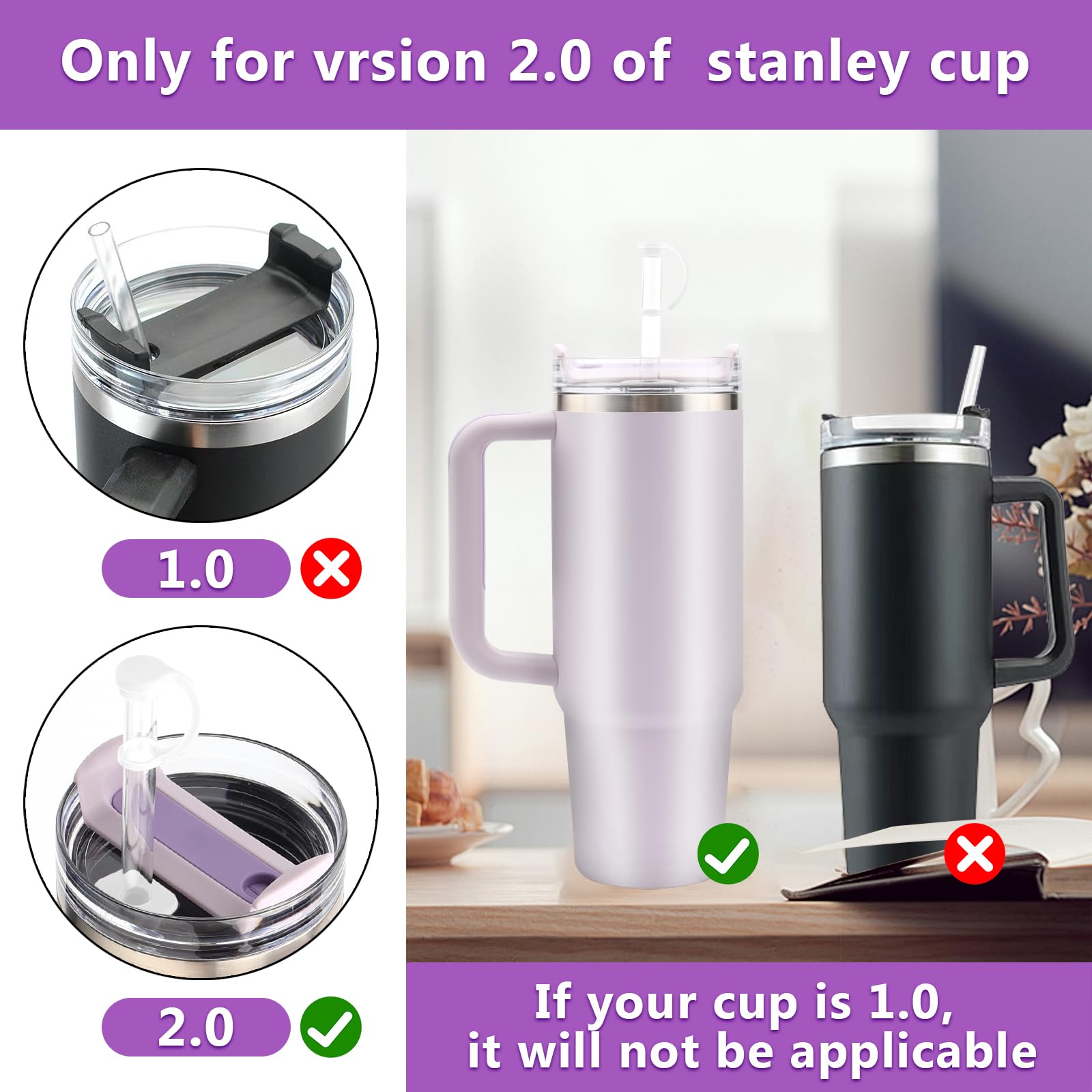Tqrr 4Sets Silicone Spill Proof Stopper For Stanley 40/30 Oz The Quencher H2.0 Flowstate Tumbler With Handle For Stanley Cup Acc