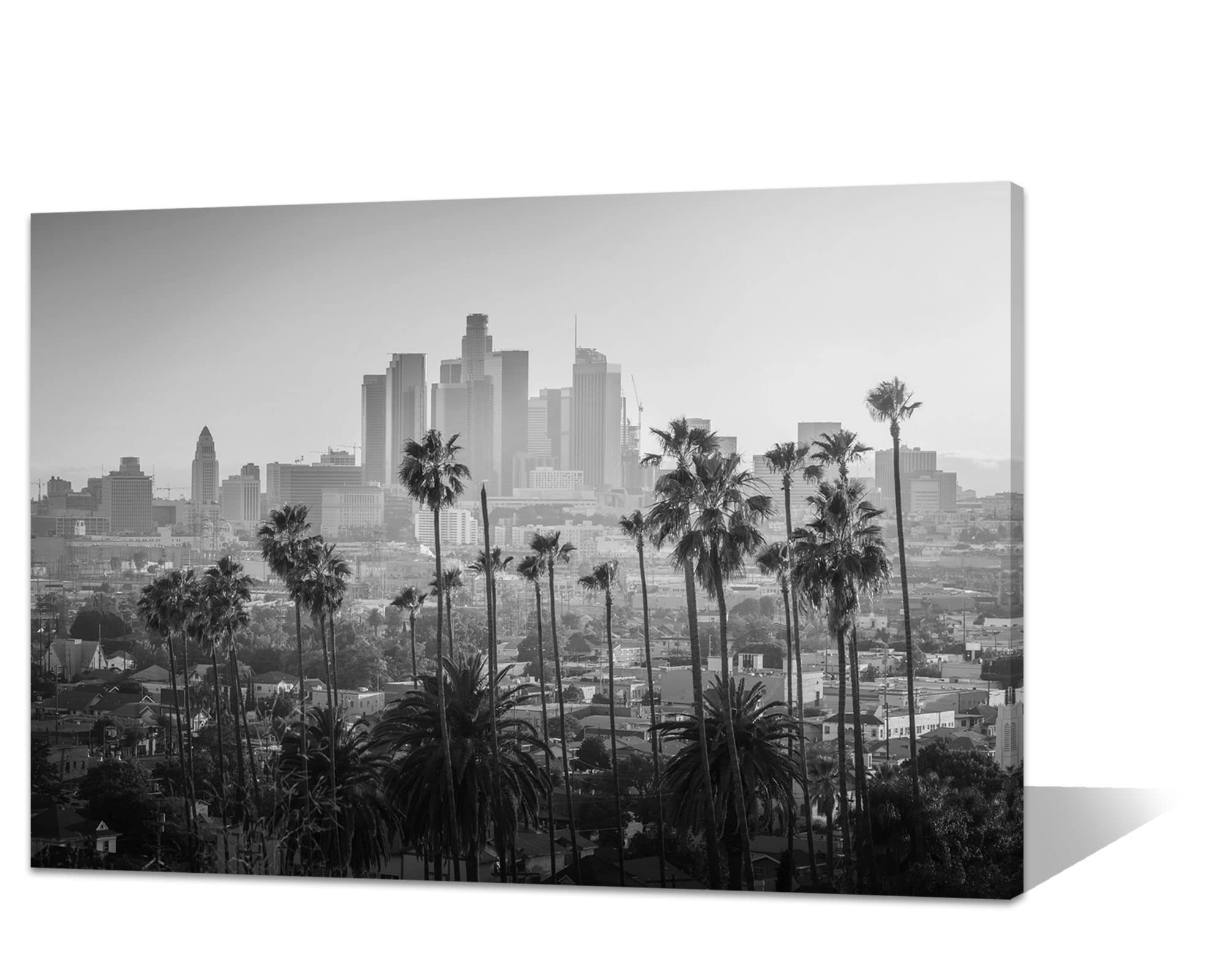 Los Angeles Wall Art Black And White City Framed Canvas Wall Decor For Home Living Room Office Poster California Skyline Picture
