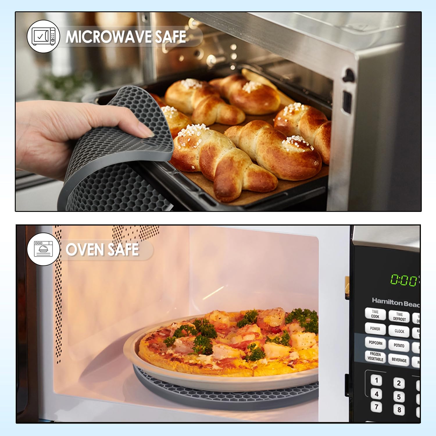 QPIX DIGITAL Silicone Trivets Set of 4, Heat Resistant, 7x7in, Dark Gray, Flexible & Durable Pot Mats for Hot Dishes