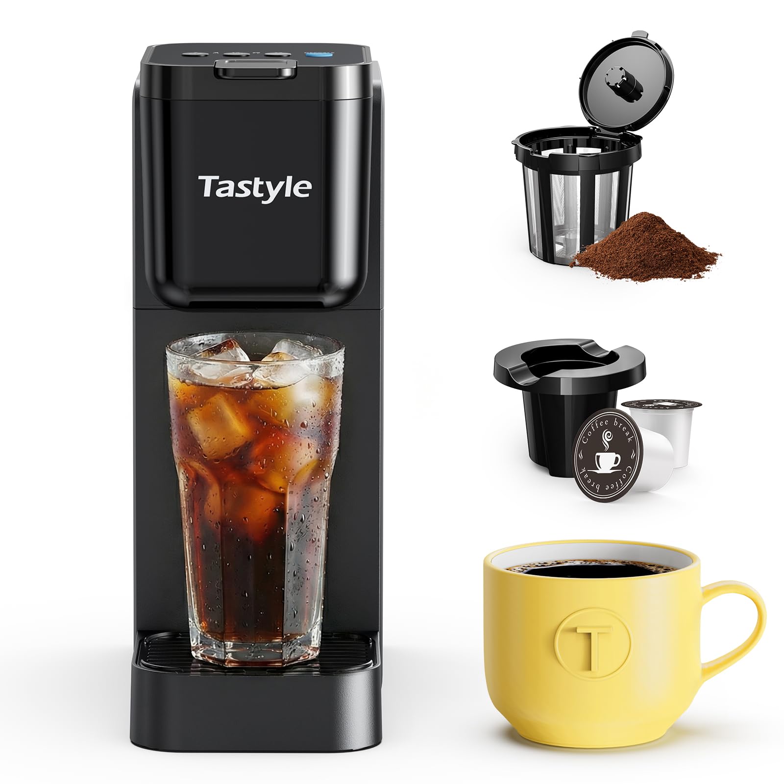 Tastyle Single Serve Coffee Maker Hot and Iced with Bold Brew, Up to 16 Oz