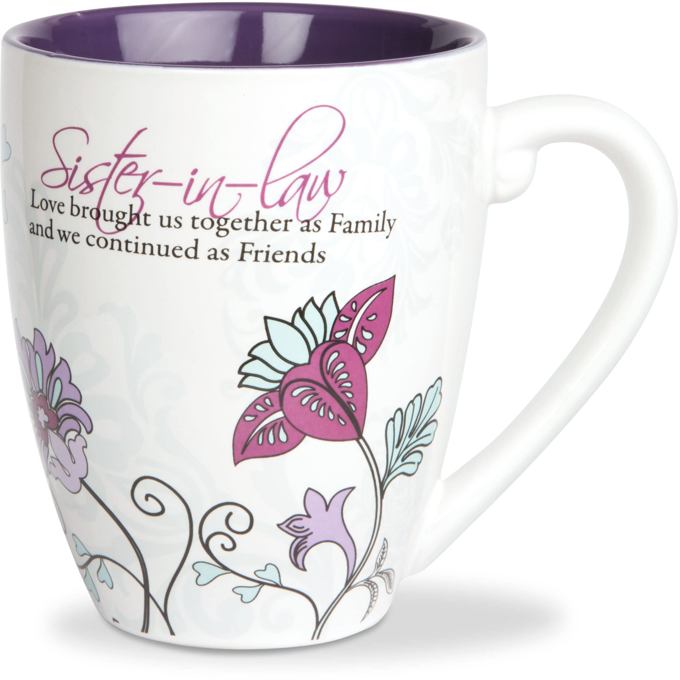 Pavilion Gift Company Mark My Words Sister In Law Floral Butterfly Coffee Tea Mug, Large, Purple,591 Milliliters