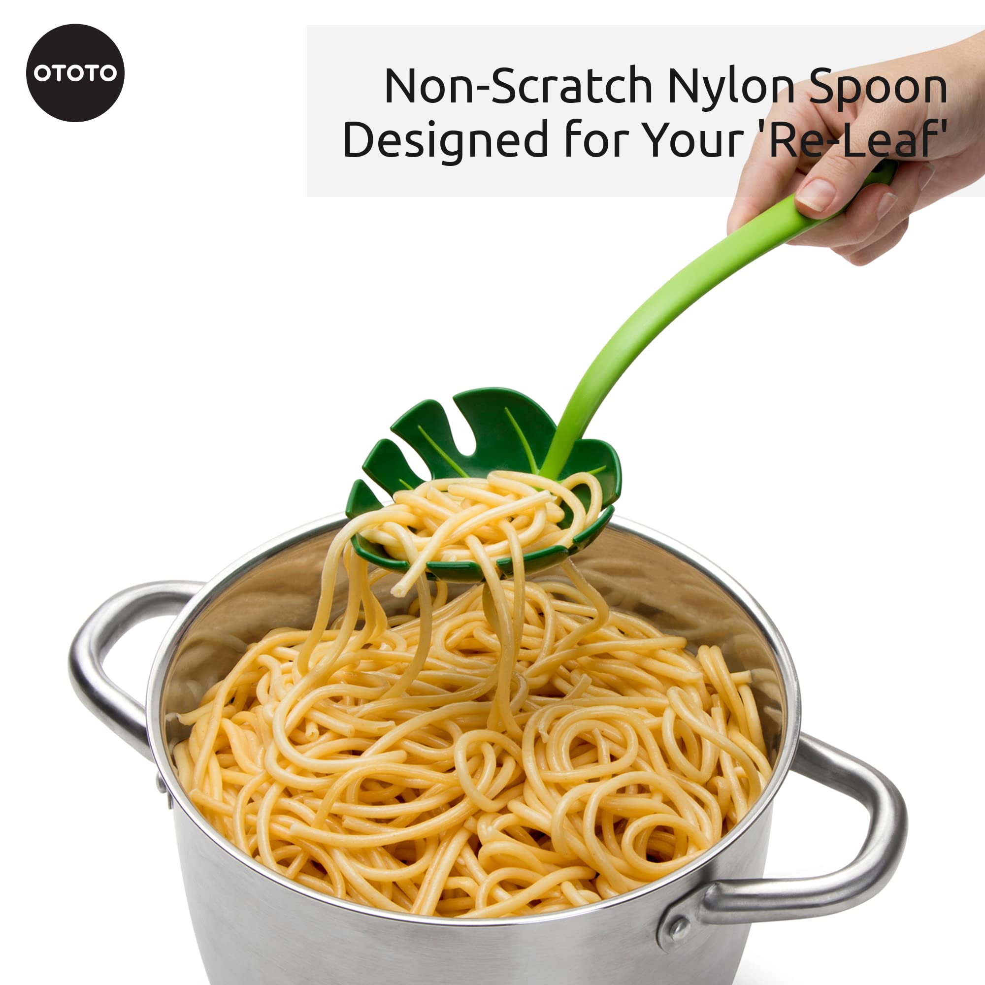 Jungle Spoon Monstera Ladle By Ototo - Bpa-Free Kitchen Spoon High Heat Resistant Nylon Spoon For Cooking For Nonstick Cookware
