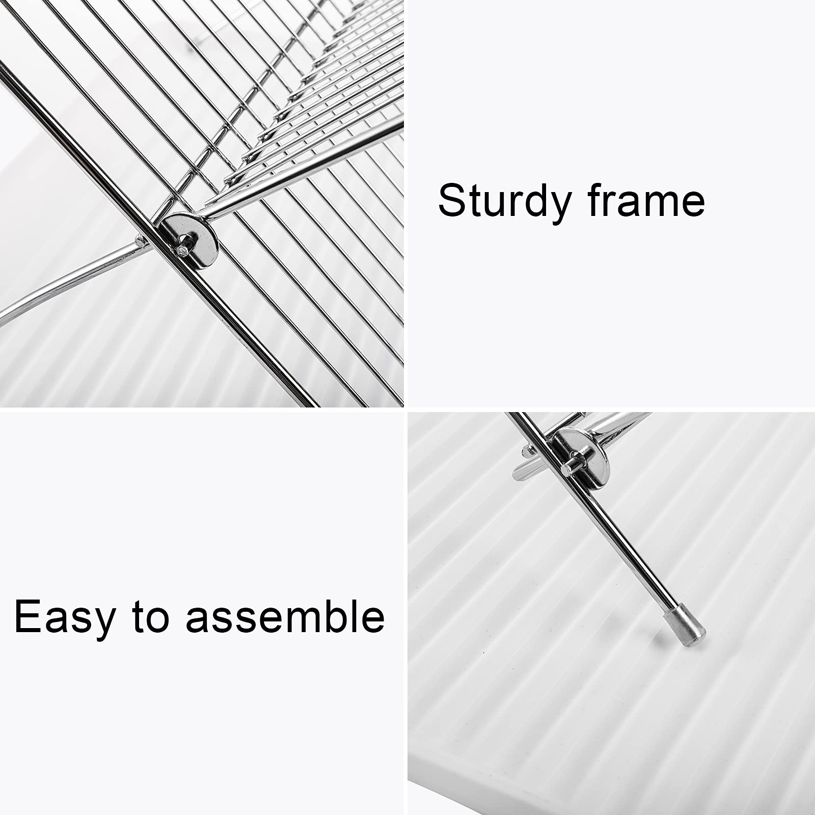 Youeon Foldable Dish Drying Rack With Drip Tray, Stainless Steel 2 Tier Dish Drainer Rack, Collapsible Dish Drainer, Folding Dis