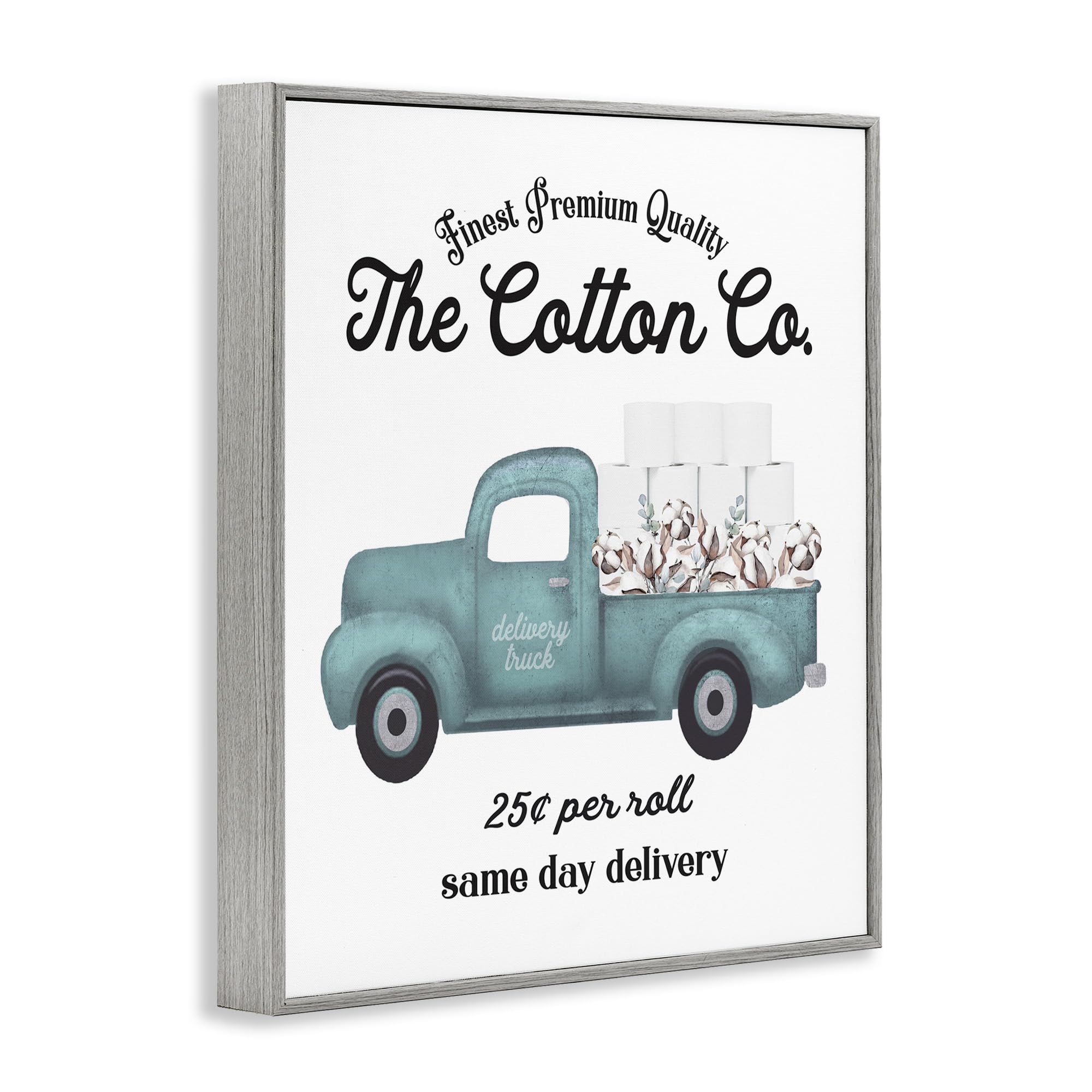 Stupell Industries Toilet Paper Cotton Co Delivery Truck Bathroom Word  Design by Artist Lettered and Lined Wall Art  11 x 14  Grey Framed