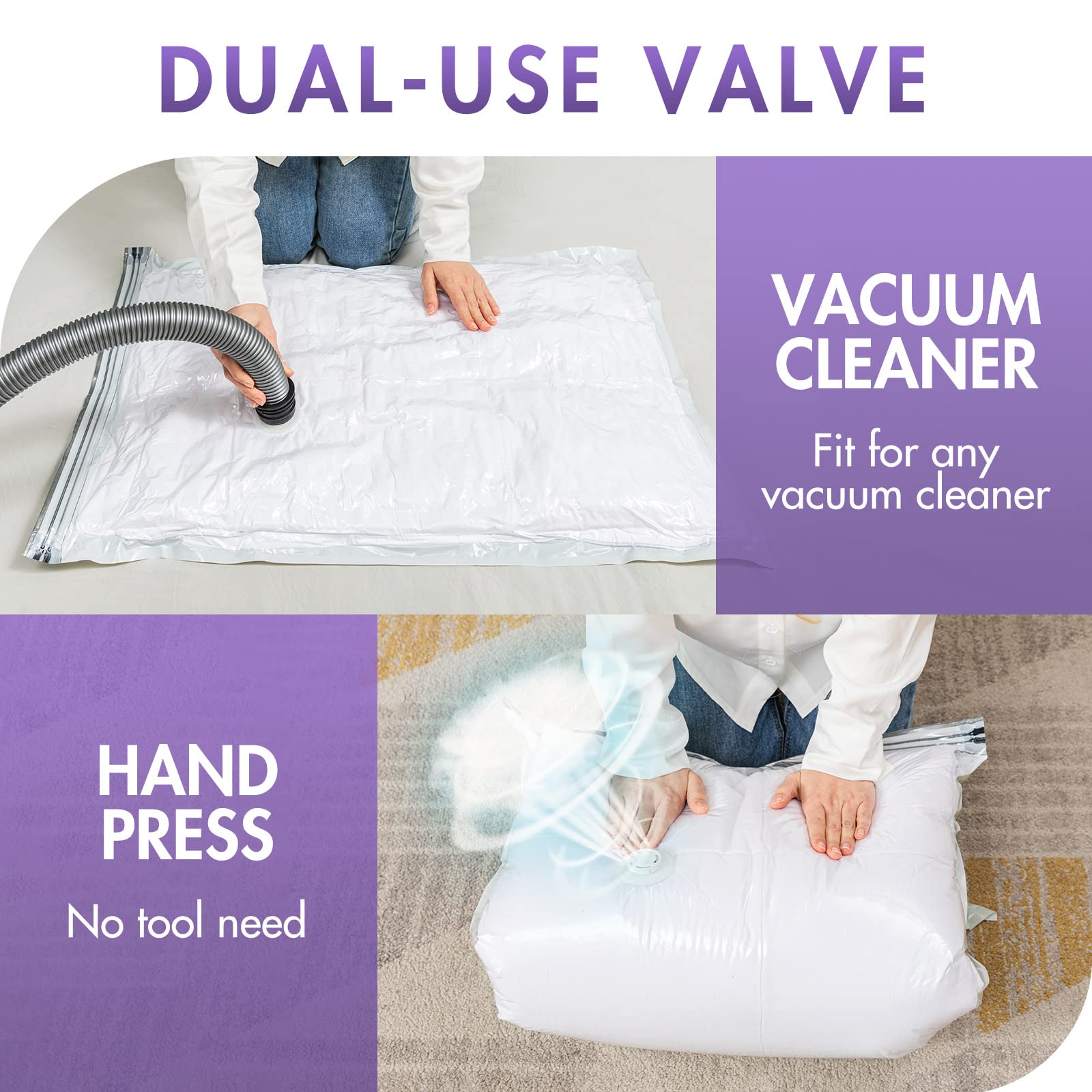 Taili 12 Pack Vacuum Storage Bags, Space Saver Bags Combo (4 Jumbo, 4 Large, 4 Medium), Storage Bags Vacuum Sealed For Clothes,