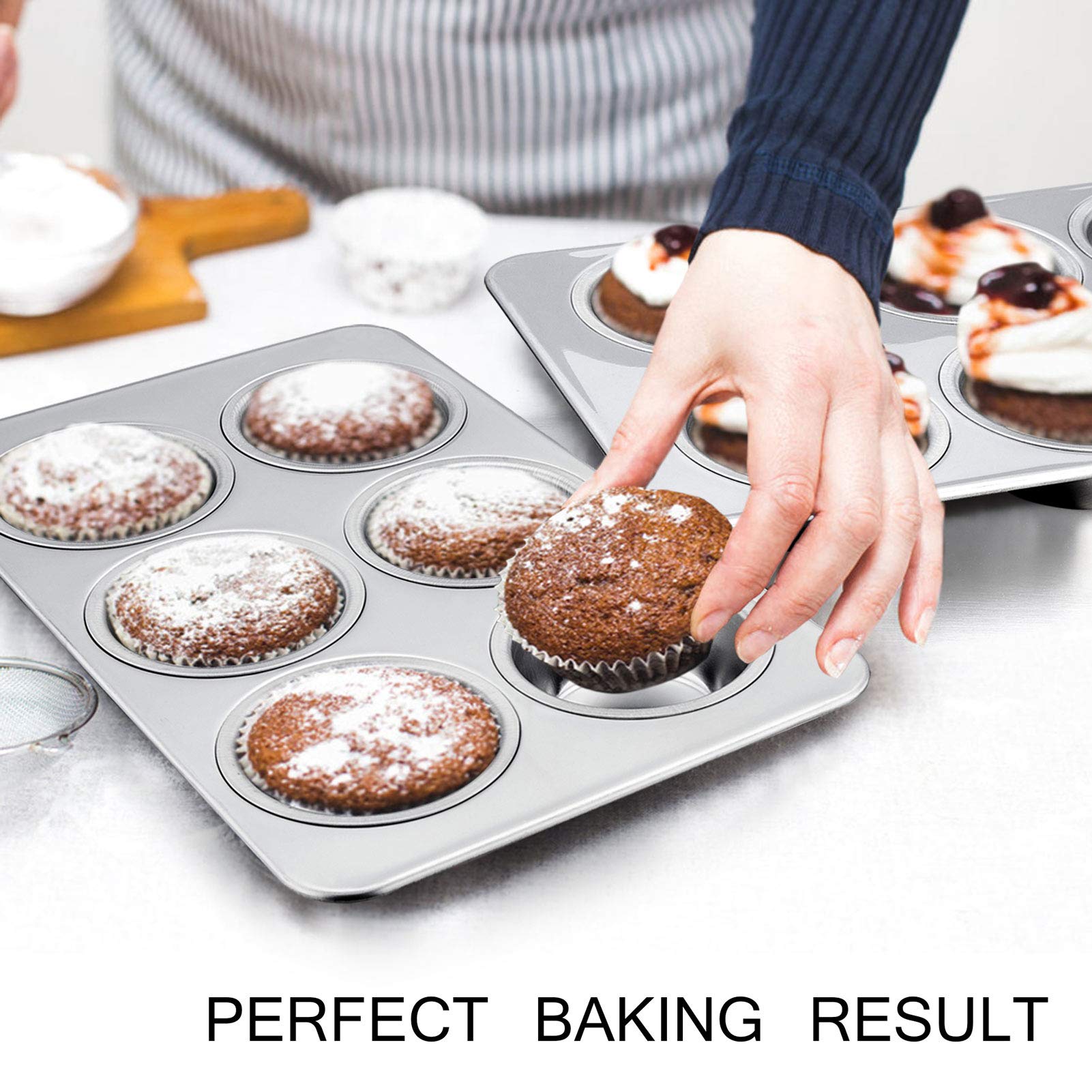 Teamfar Muffin Pans For Baking, Cupcake Pan Tray Set For Making Cakes Cornbread Quiche And More, Healthy & Non Toxic, Oven & Dis