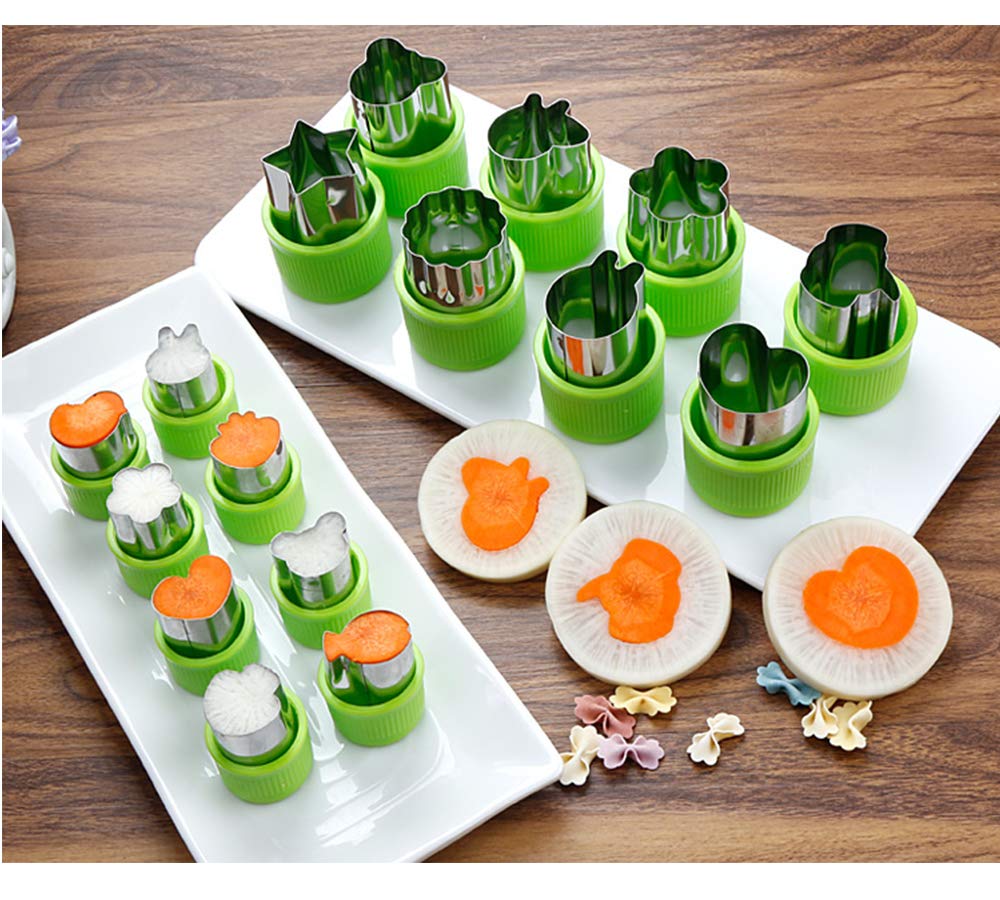 14 Pcs Fruit Vegetable Cookie Cutters Shapes Sets Stainless Steel Food Mini Pie Cookie Stamps Mold For Kids Baking,Bento Box And