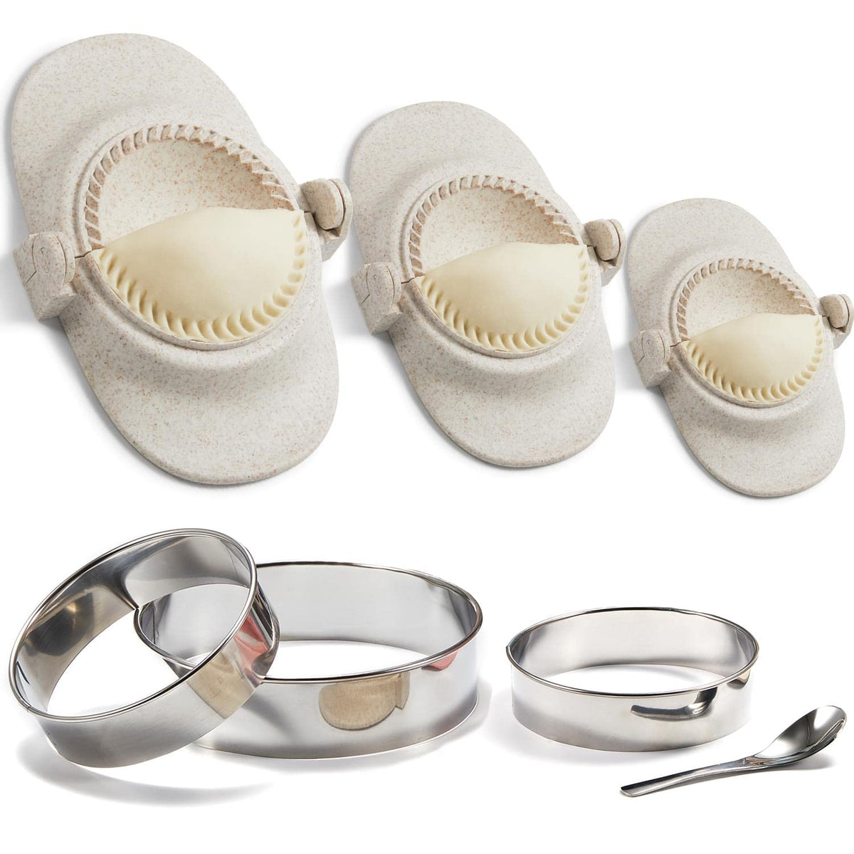 Mumsung Dumpling Maker, Empanadas Press Mold Maker Set With Dough Cutter, Dumpling Mold Set For Pierogi, Pastelitos, Calzone, Tu