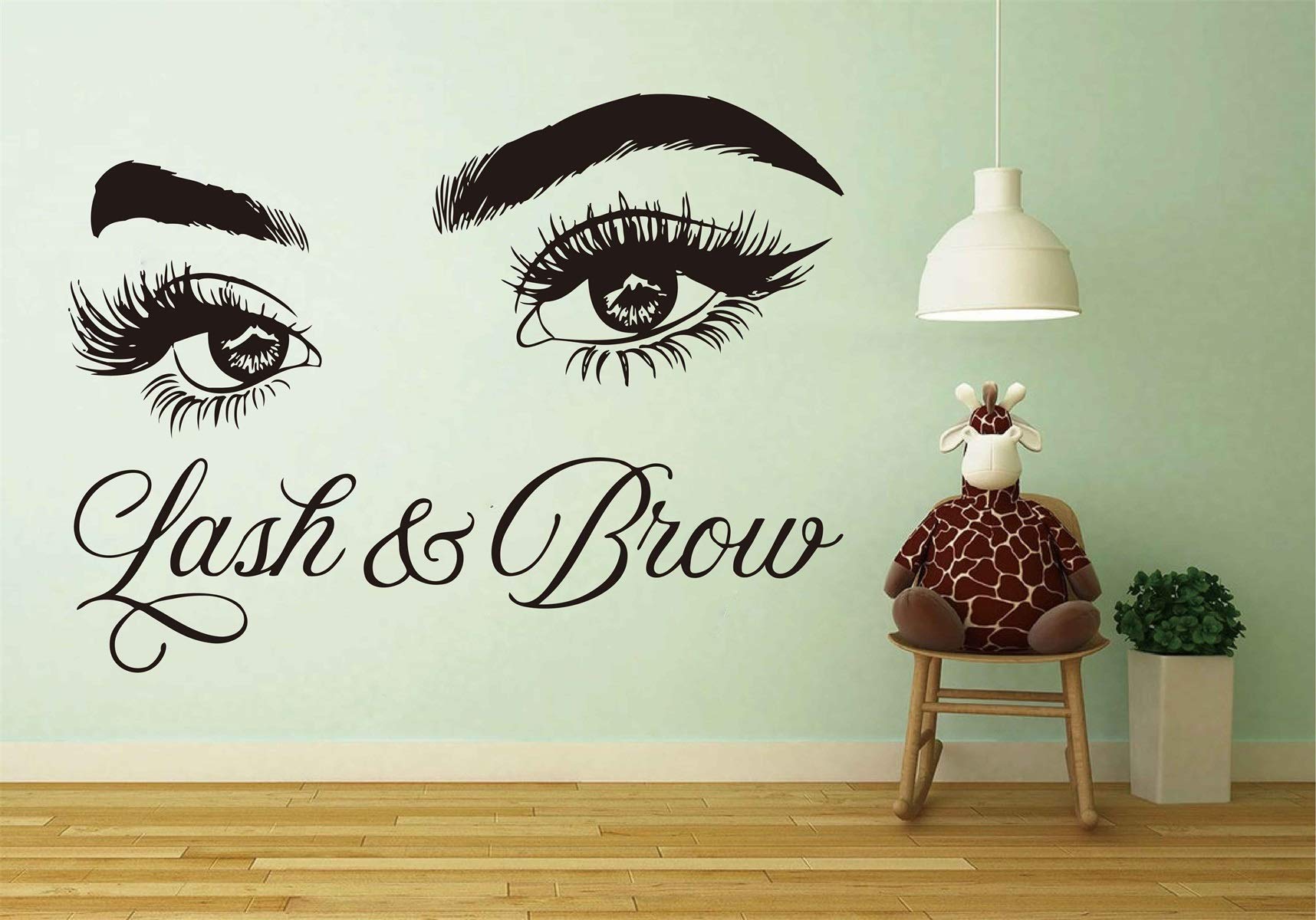 Lash & Brow Wall Decal Eyelash Extension Beauty Salon Decoration Make Up Room Wall Stickers Ll300 (Black)