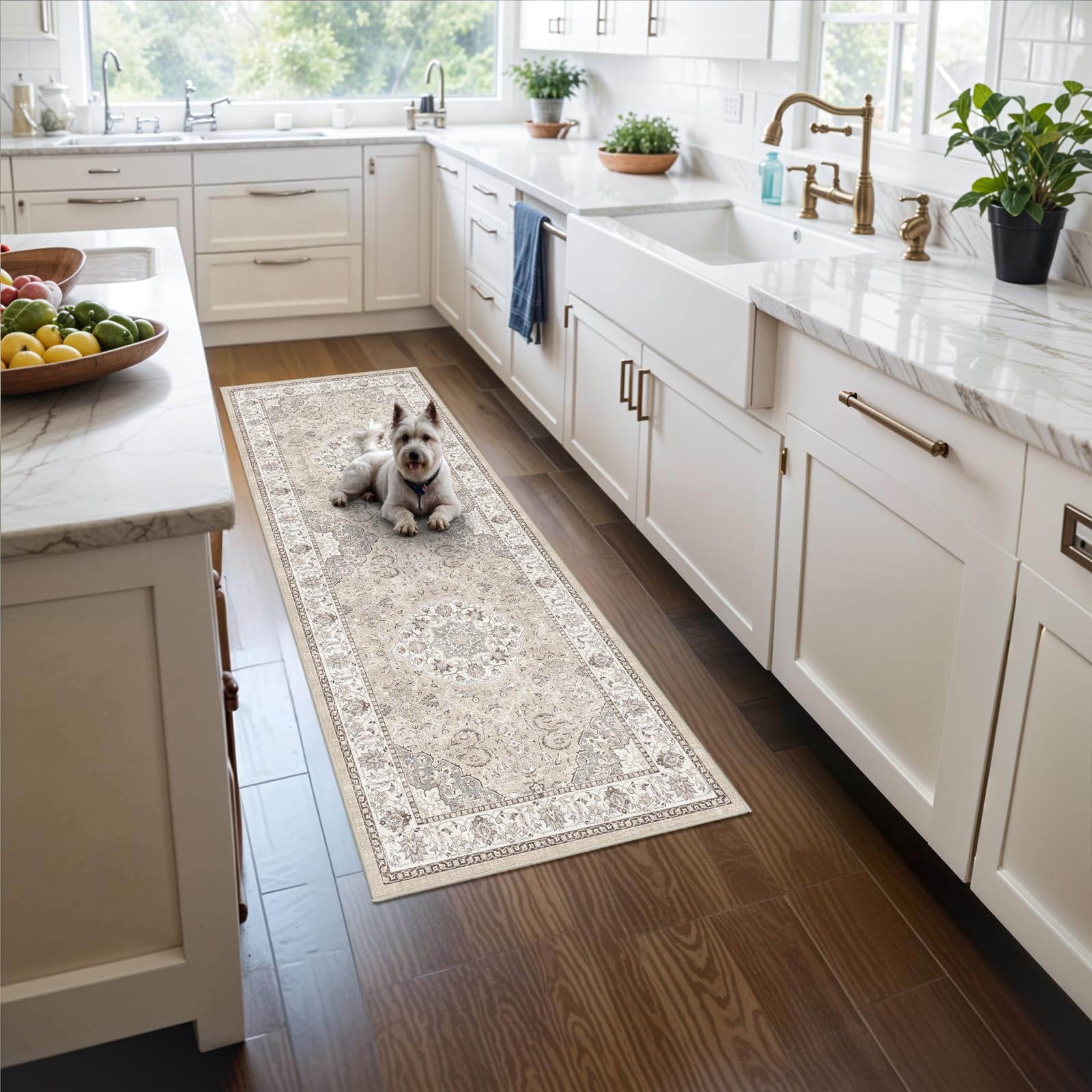 Washable 2x5 Hallway Runner Rug: Vintage Water Resistant Kitchen Entryway Rug Ultra Soft Living Room Bedroom Carpet with Non Sli