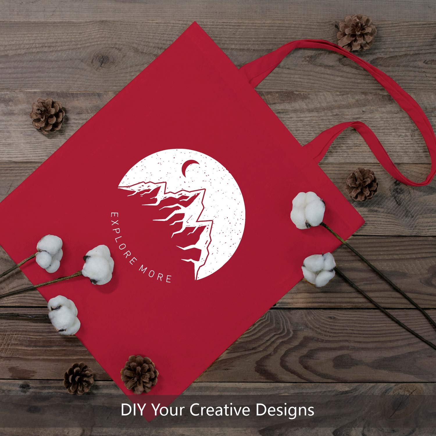 Topdesign 12-Pack Economical 16''X15'' Red Cotton Tote Bag, Lightweight Medium Reusable Grocery Shopping Cloth Bags, Suitable Fo