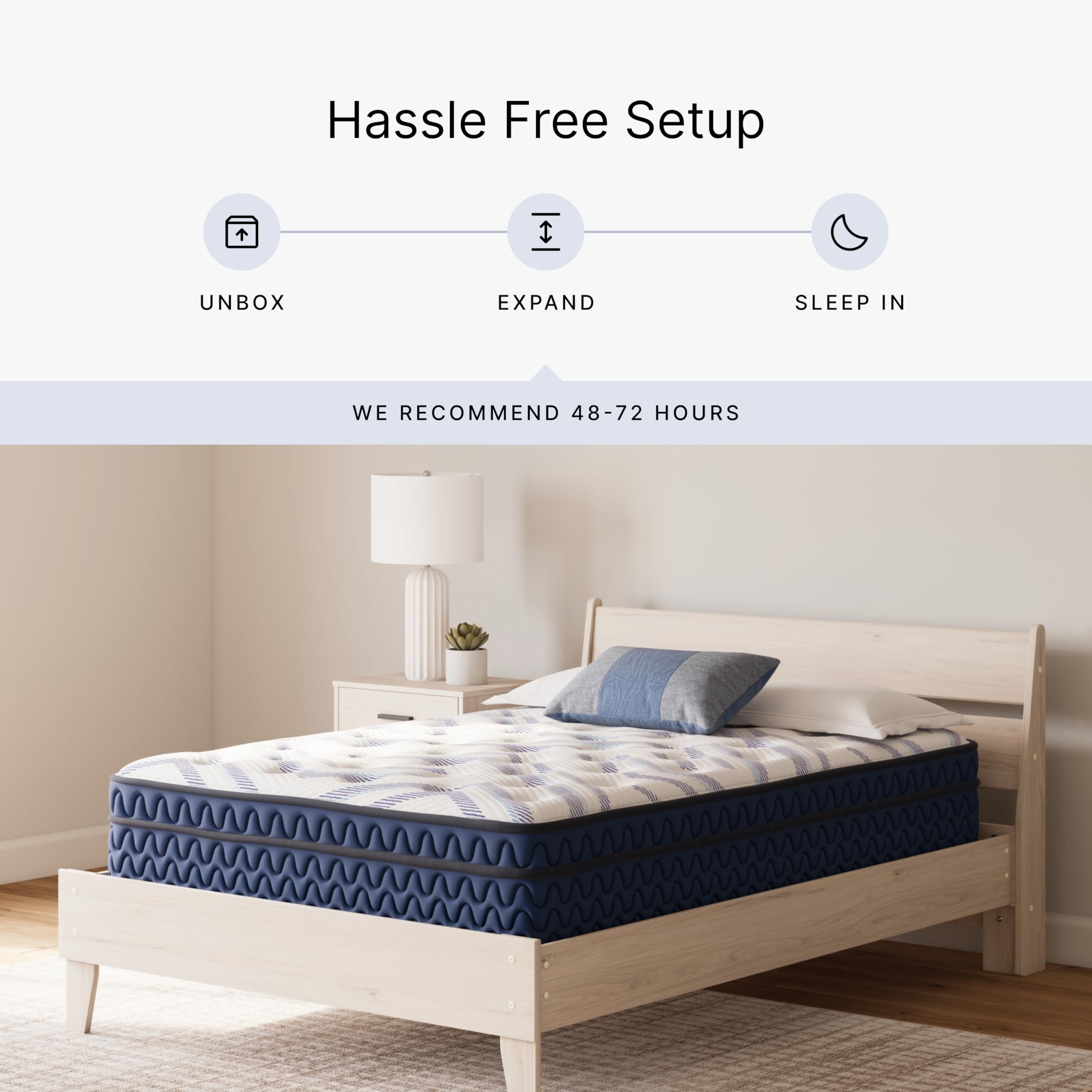 Signature Design by Ashley King Size Stack 12 Inch Hybrid Medium Plush Cooling Gel Infused Memory Foam Mattress for Pressure Rel