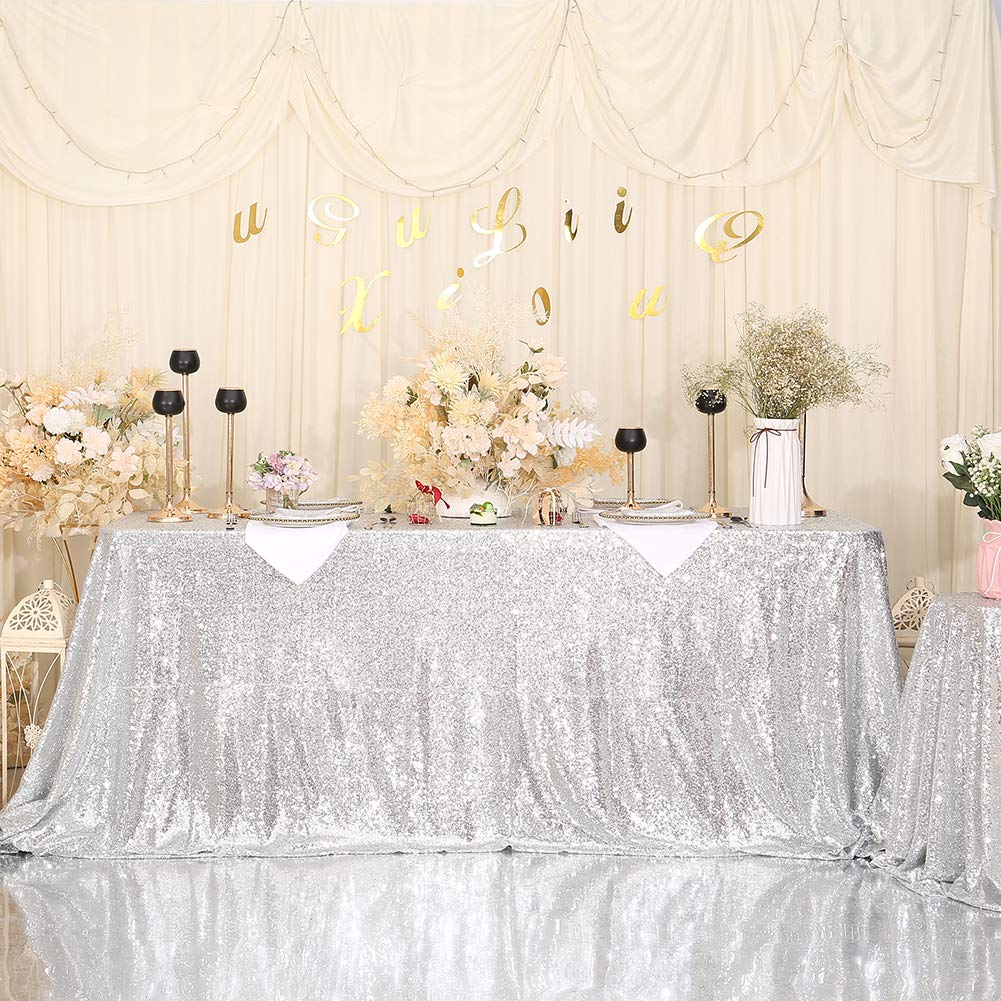Eternal Beauty Sequin Tablecloth,Sparkly Table Cloth For Wedding Party, Christmas Decorations Rectangle Glitter Tablecloth (72''