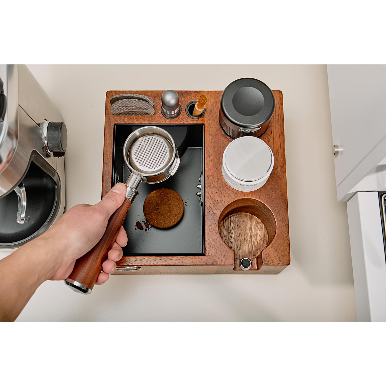 Ikape V2 Espresso Knock Box, 54Mm Espresso Coffee Organizer Box Fit For Storage 51 To 54Mm Espresso Tamper, Distributor, Portafi