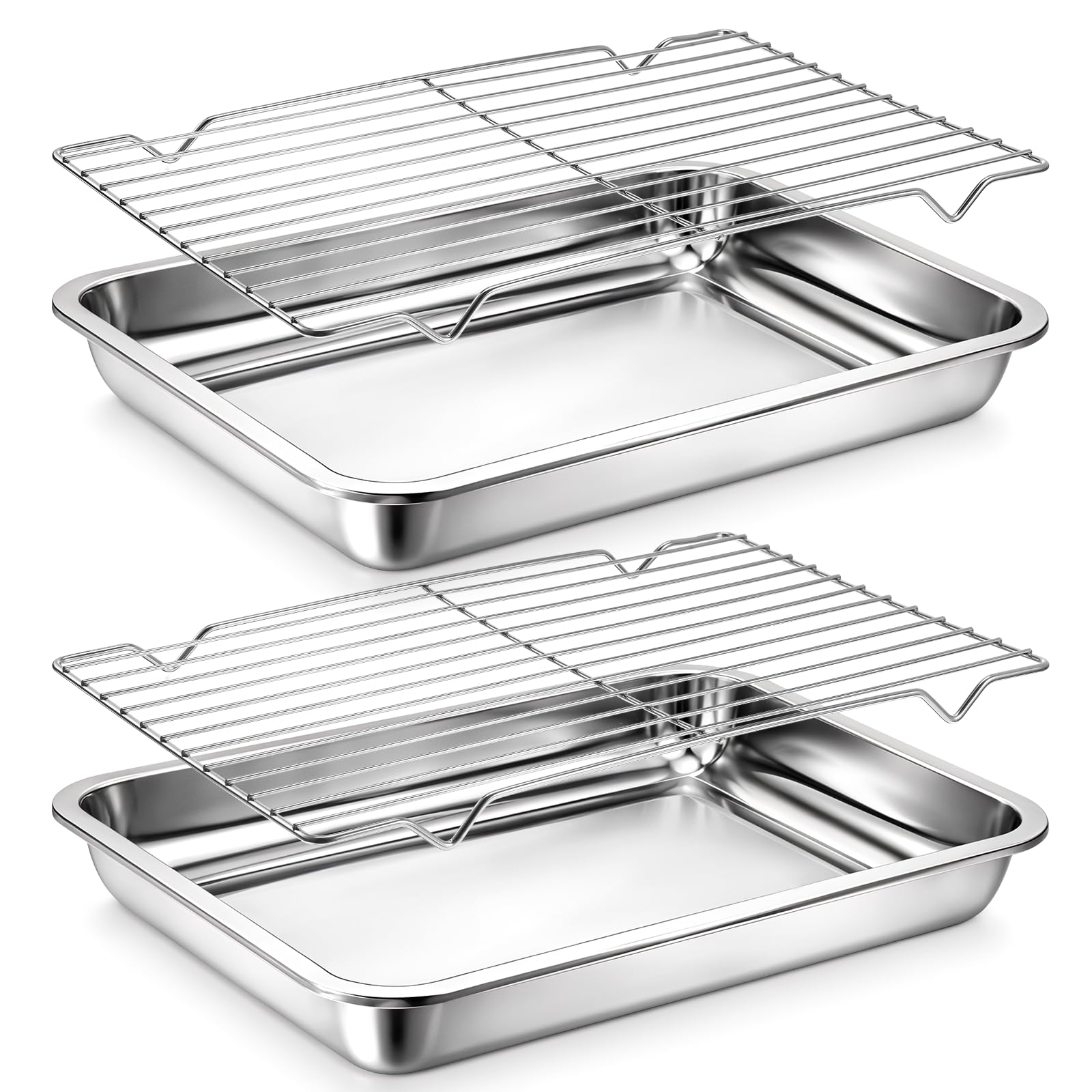 AOZUO Quarter Baking Sheet Pan with Cooling Rack Set (2 Pans + 2 Racks)