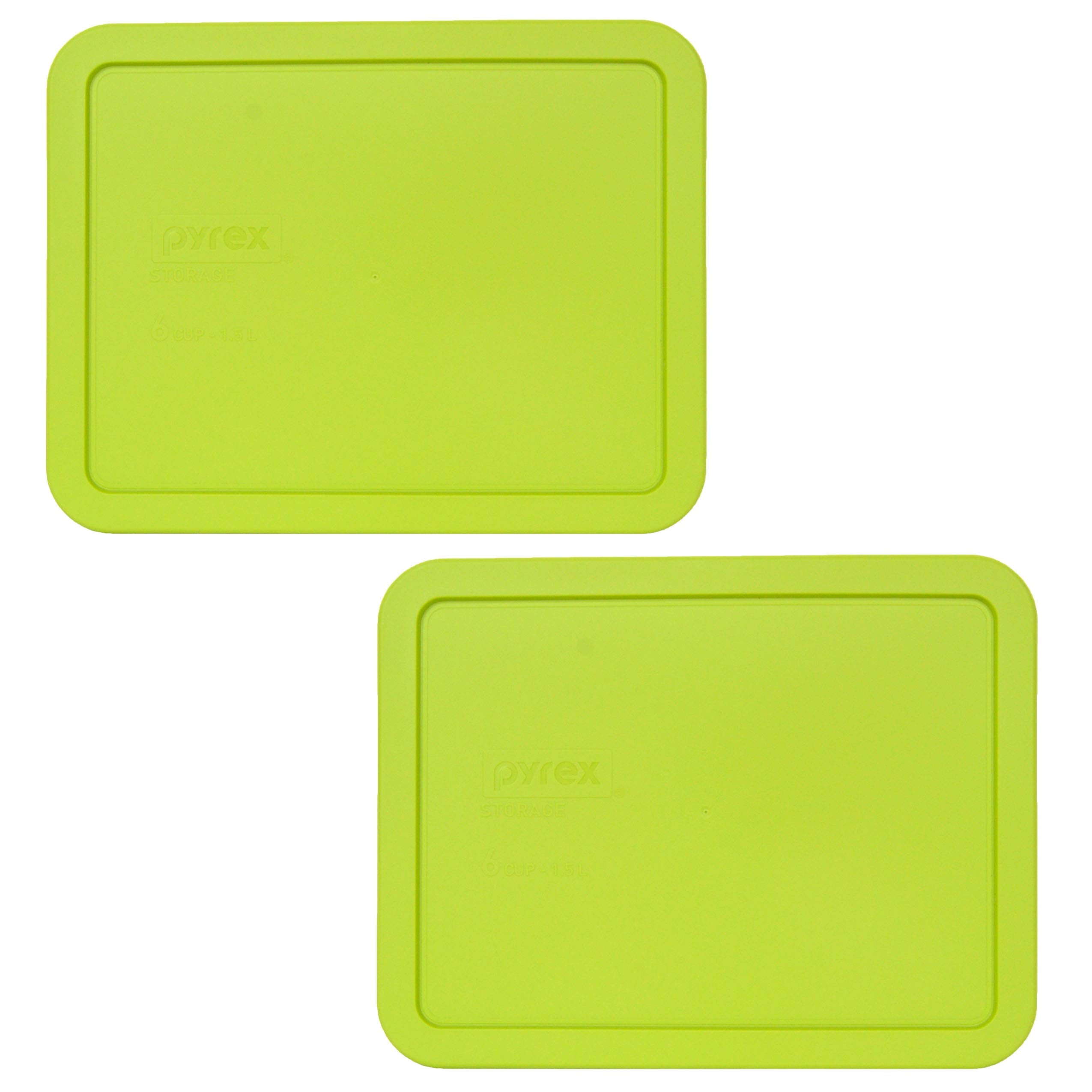 Pyrex 7211-PC 6-Cup Edamame Green Rectangle Plastic Food Storage Lid, Made in USA - 2 Pack