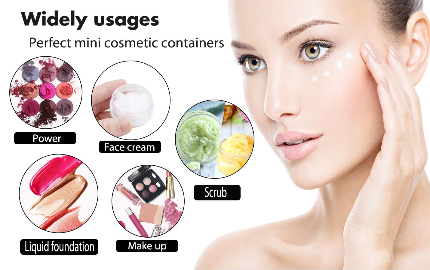 50 Pieces 3 Gram Sample Containers With Lids, Black Sample Jars, Bpa Free Tiny Cosmetic Containers For Makeup, Lotion, Eye Shado