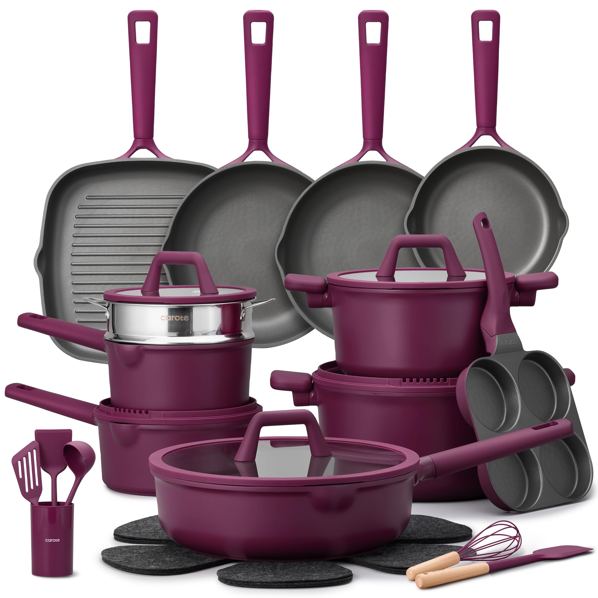 CAROTE 31pcs Pots and Pans Set, Nonstick Cookware Set