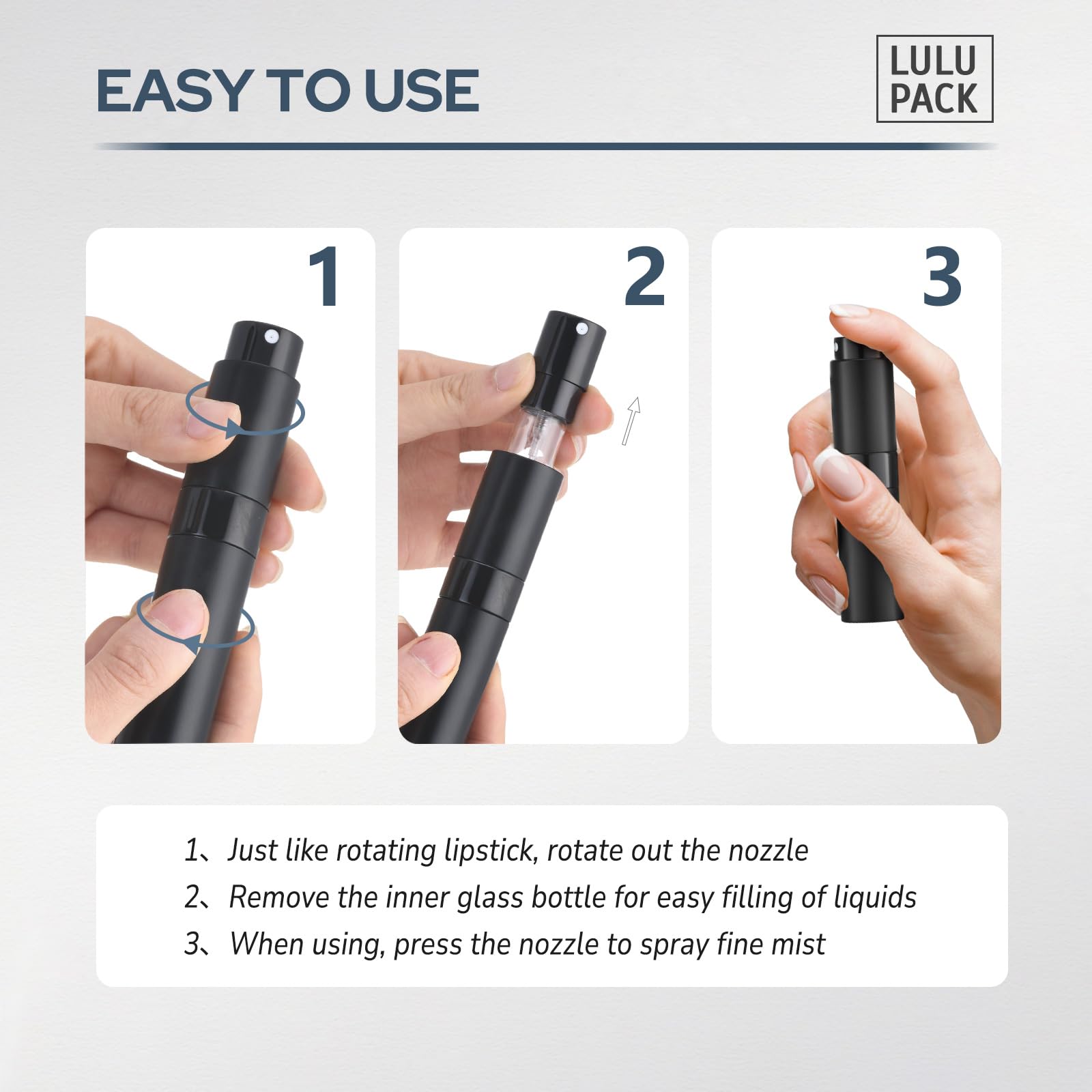 Lulupack Perfume Atomizer Travel Refillable Bottle: Cologne Sprayer Portable For Men - Mini Spray Empty For Refill - 8Ml Small S