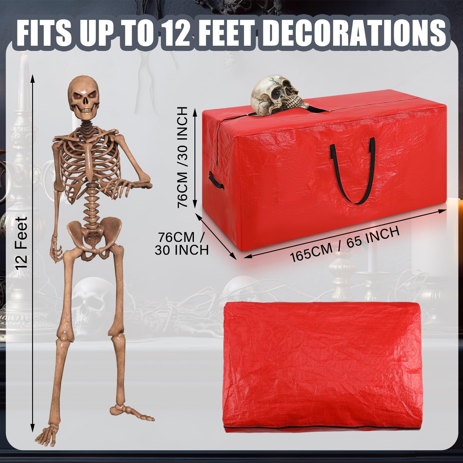 Cozypower Christmas 12ft Skeleton Storage Bag Fit up to 12ft Skeleton Christmas Tree Storage Bag Heavy Duty Extra Large Containe