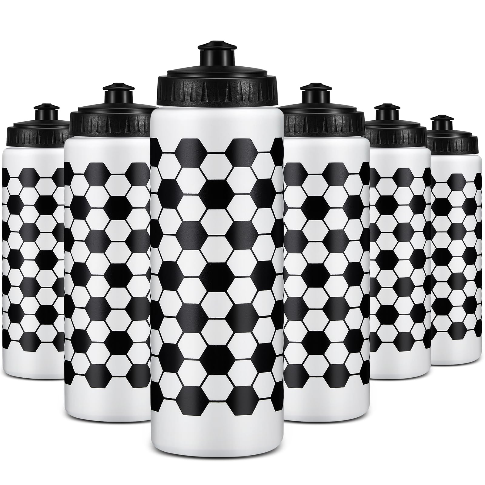 Yaomiao 12 Pcs Soccer Water Bottles Bulk 20 oz Reusable Squeeze Water Bottles Sports Ball Cup Accessories for Sports Party Team 