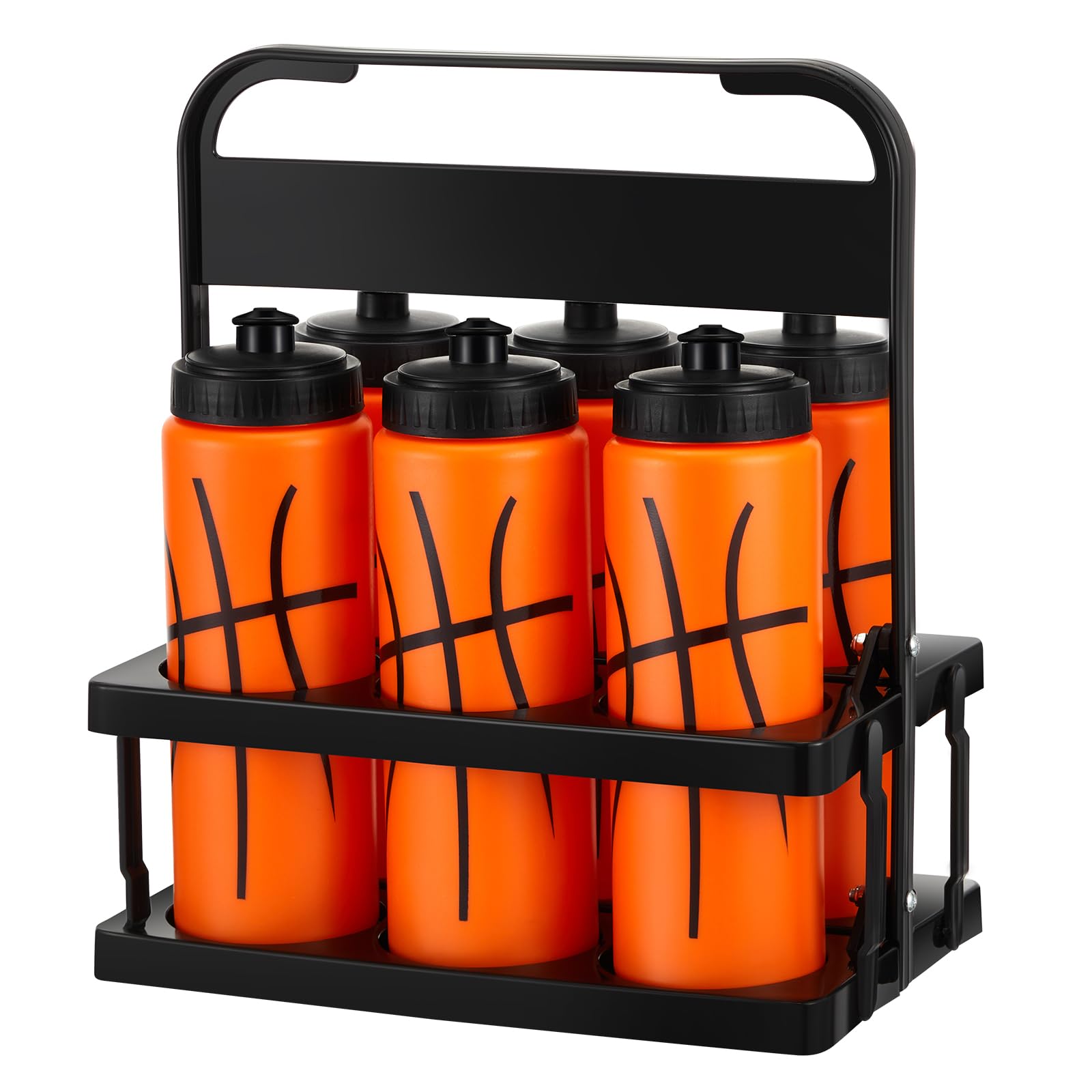 Yaomiao Water Bottle Carrier with 6 Bottles 20 oz Soccer Water Bottles with Carrier Squeeze Sports Team, Fitness Bike Gym