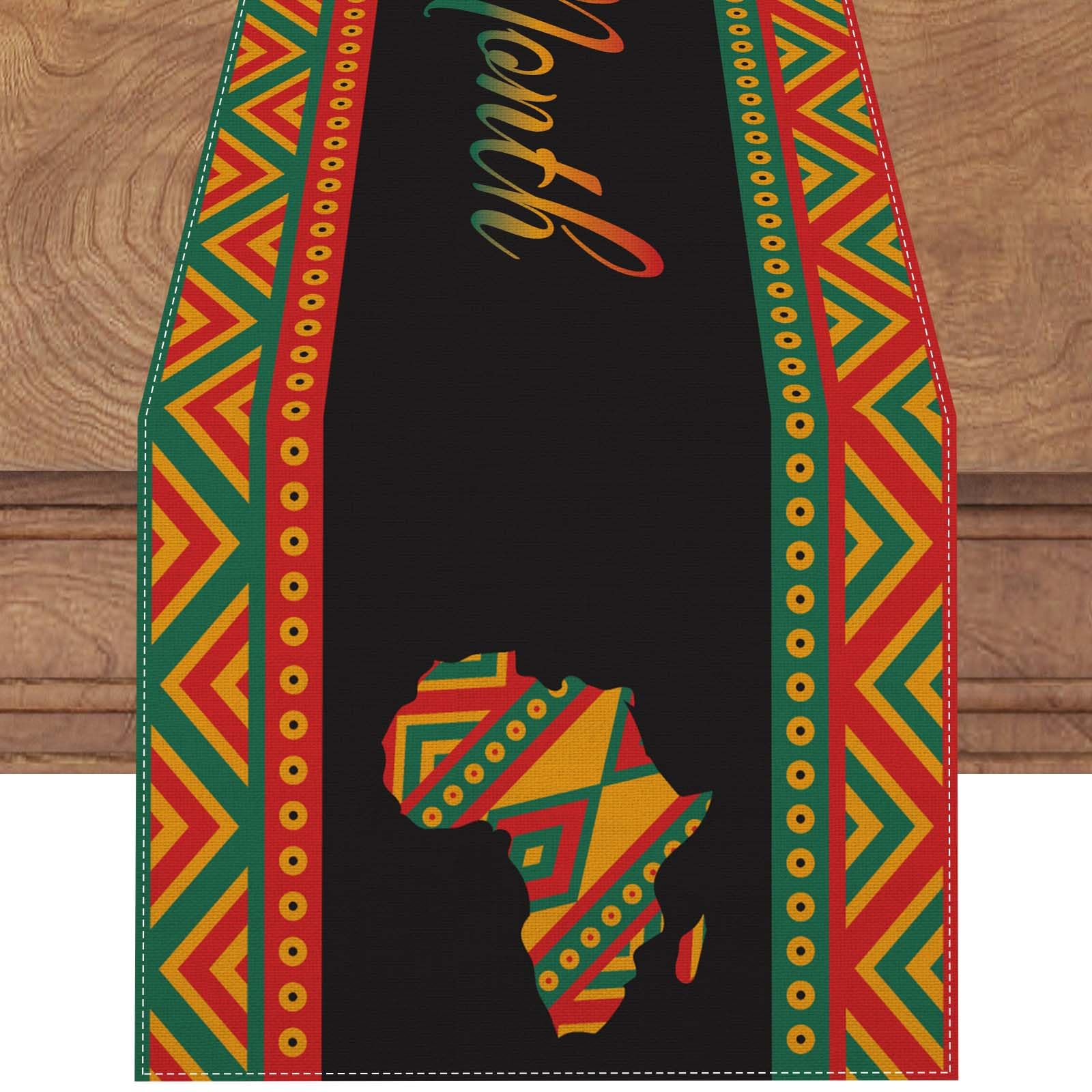 Linen Black History Month Table Runner 72 Inches Long Black History Month Decoration For Table African American Country Festival