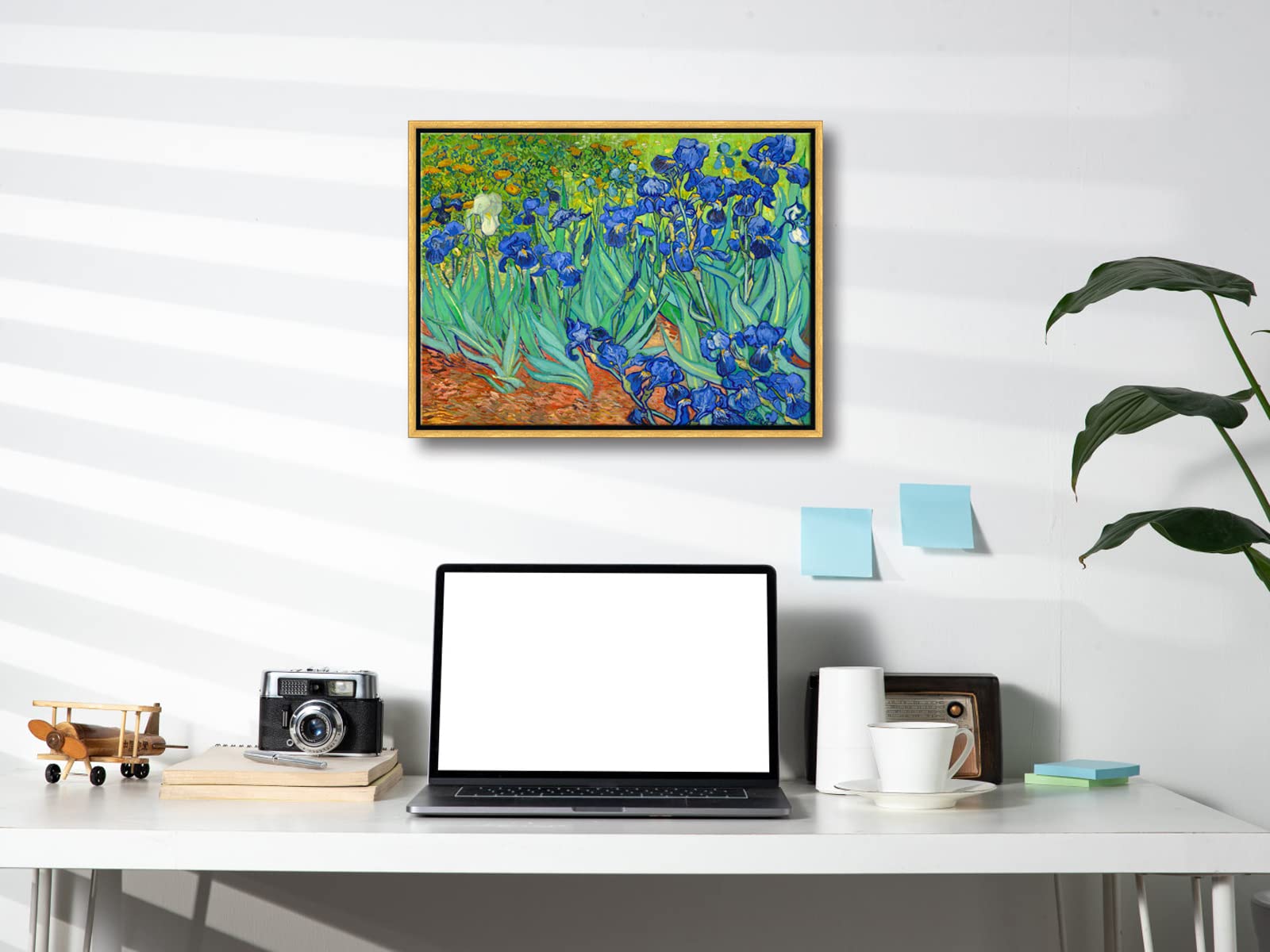 Wieco Art Framed Wall Art Canvas Prints Irises By Van Gogh Famous Flowers Oil Paintings Reproduction Abstract Canvas Prints For
