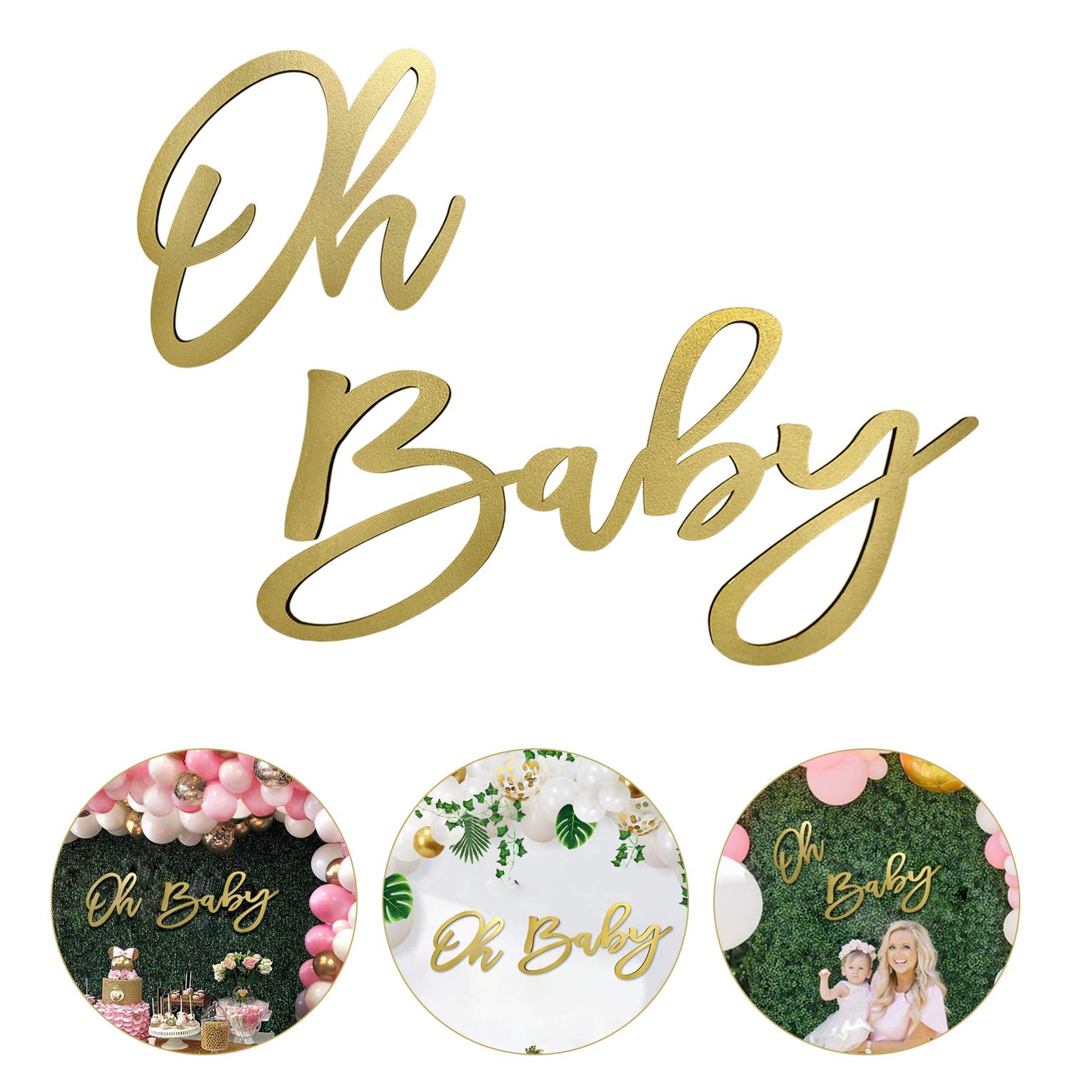 Wooden Baby Shower Sign With Gold Painted, Perfect Party Banner For Baby Shower Boy/Girl Decorations Gender Reveal Backdrop Part