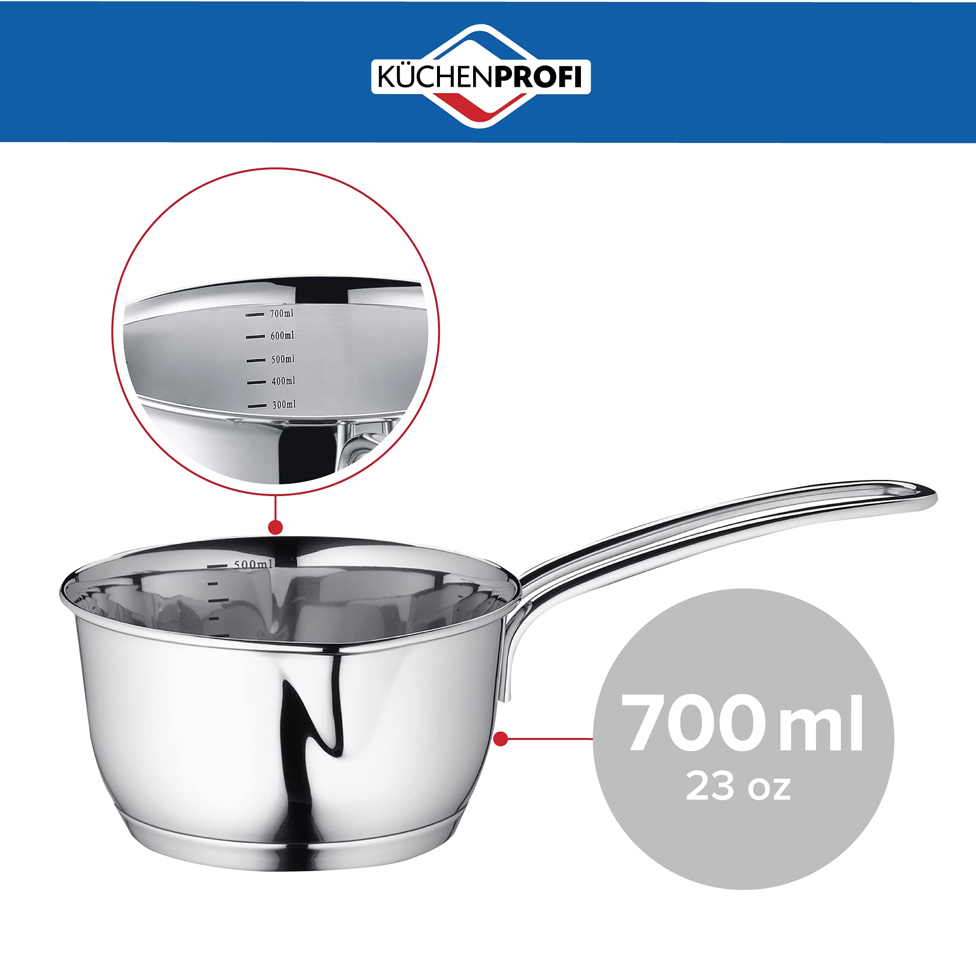 Kchenprofi Stainless Steel Saucepan With Clad Bottom, 23-Ounce,Silver