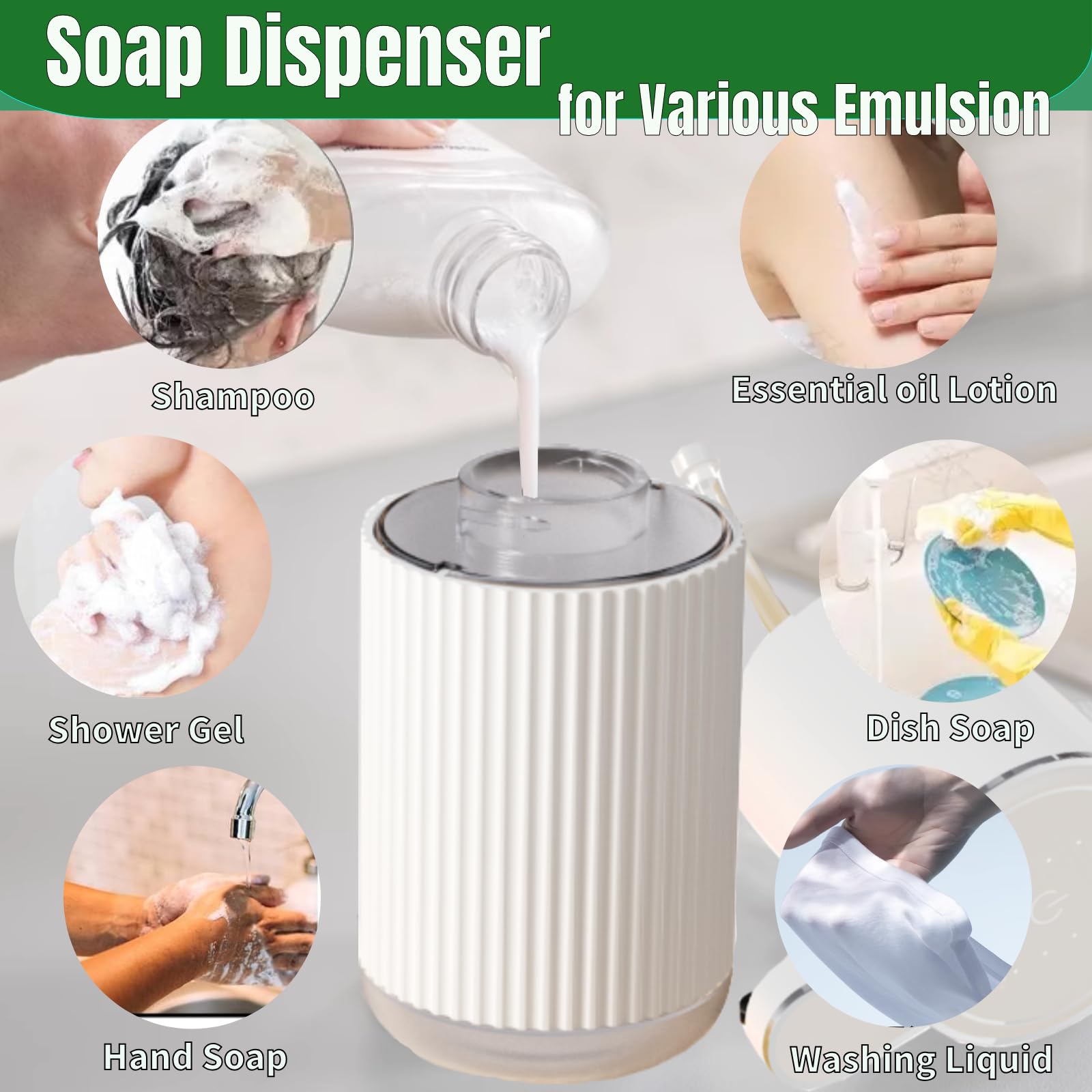Automatic Soap Dispenser, Touchless Foaming Soap Dispenser Bathroom,Upgrade Hand & Dish Electric Soap Dispenser 4-Level Adjustab