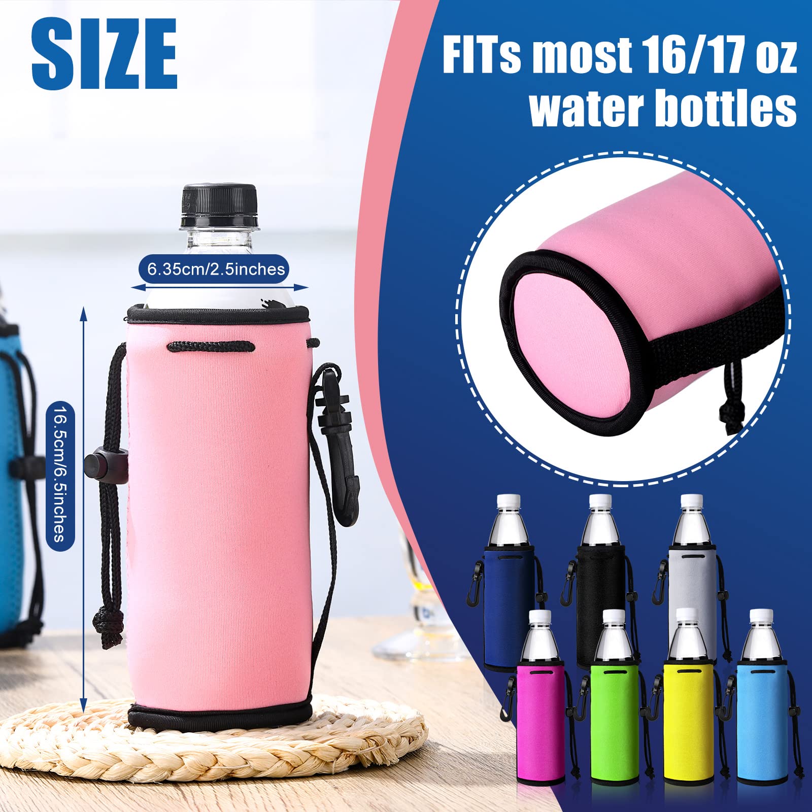 Baderke 10 Pcs Water Bottle Sleeves Insulators Beverage Bottle Can Sleeves Covers 16 17 Oz Coolers Holder Non Slip Water Bottle