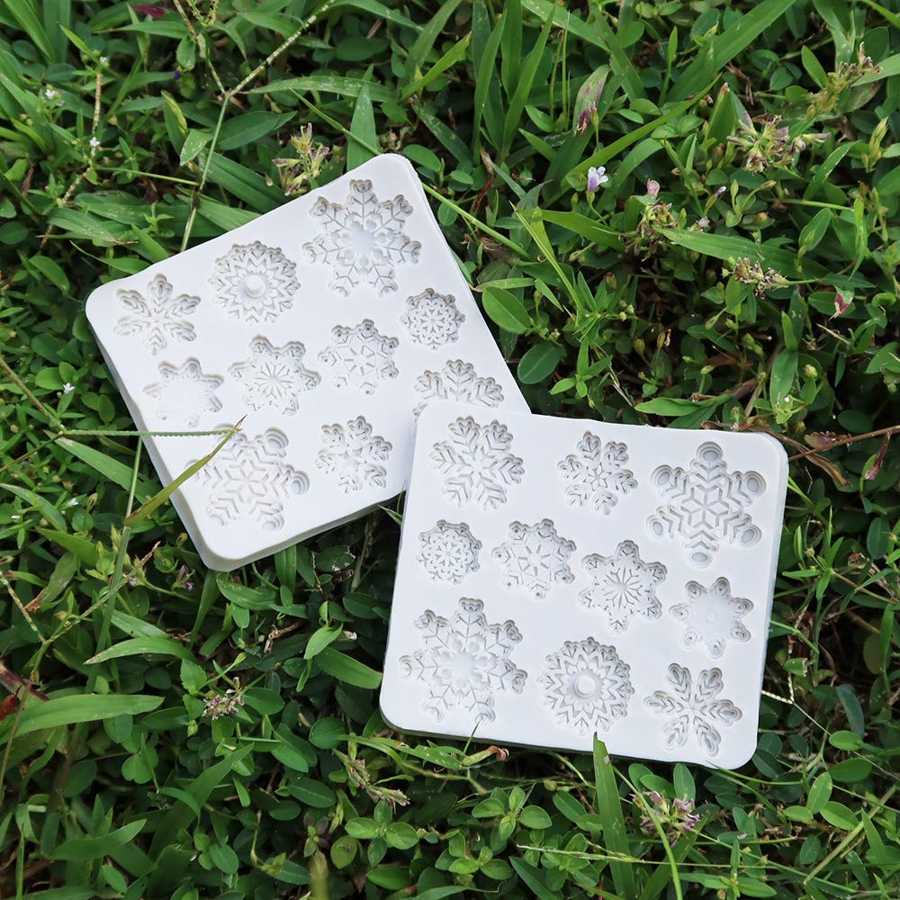 3 Pcs Fondant Silicone Molds, Veinardyl 30 Cavity 3D Christmas Snowflake Mould Sugarcraft Cake Decoration Cupcake Topper Craftin