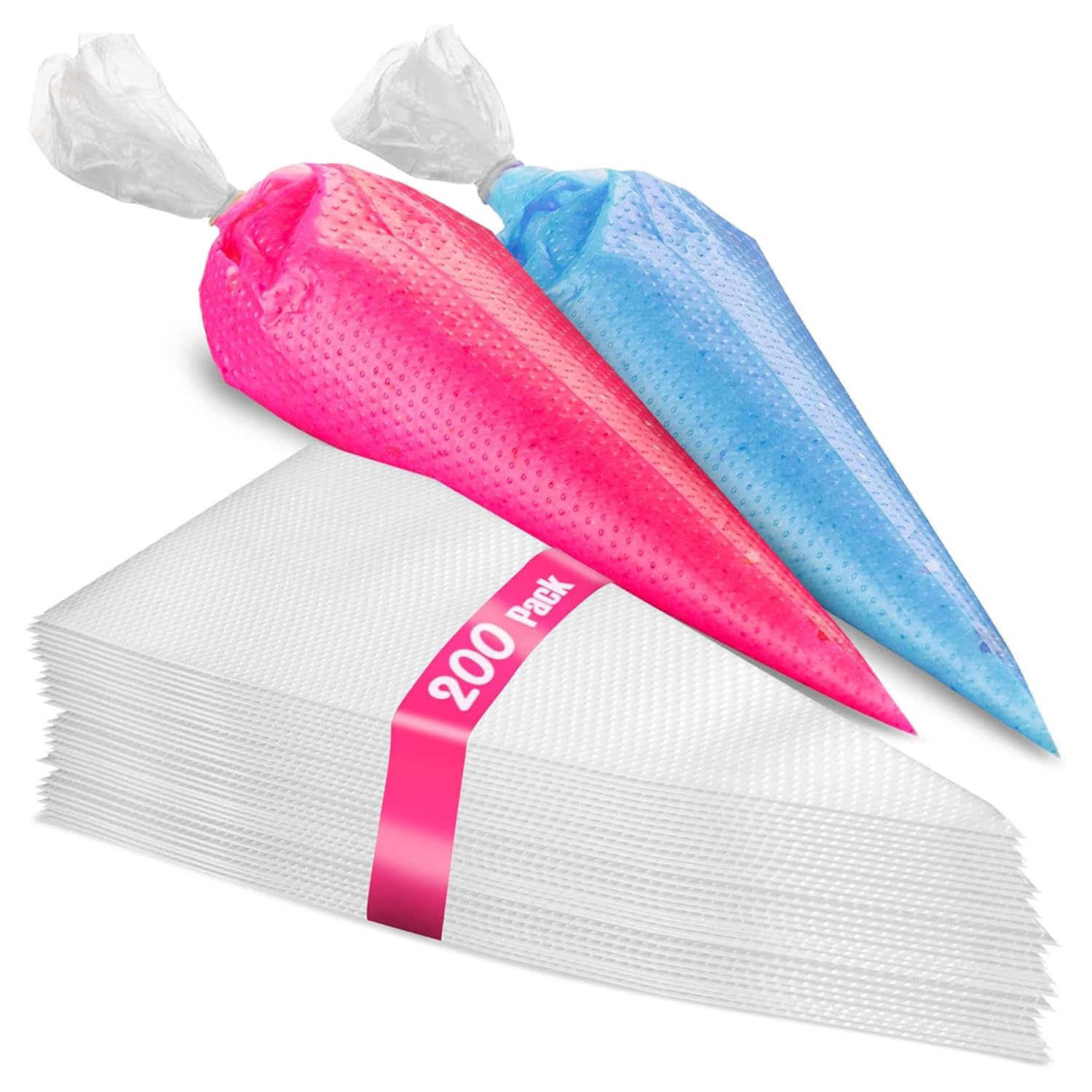 Prestee 200 Pieces Anti Burst Piping Bags - 12 Inch  Pastry Bags  Icing Piping Bags  Tipless Piping Bags  Icing Bags  Frosting Bags  Piping Bags  Cookie Decorating Supplies