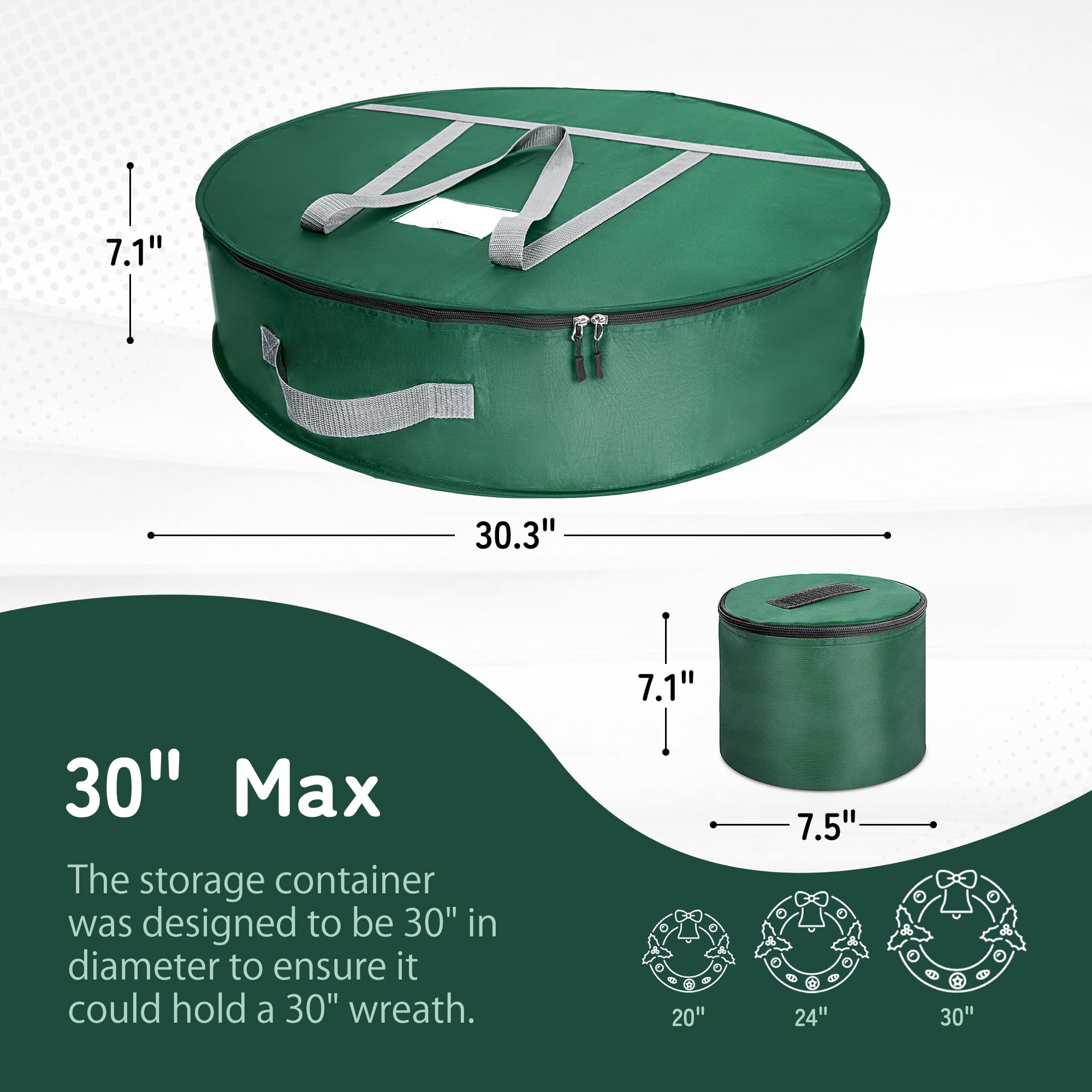 Duomspiace 30 In Wreath Storage Container Made Of 600D Nylon Oxford Fabric And Steel Wire. Wreaths Storage Bag Has 4 Interior Ve