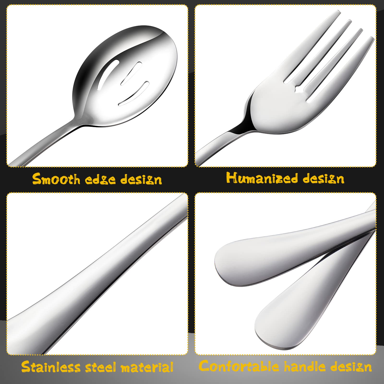 Thenshop 30 Pcs Stainless Steel Serving Utensils Set Serving Flatware Set Include Large Serving Spoons Slotted Spoons Serving Fo