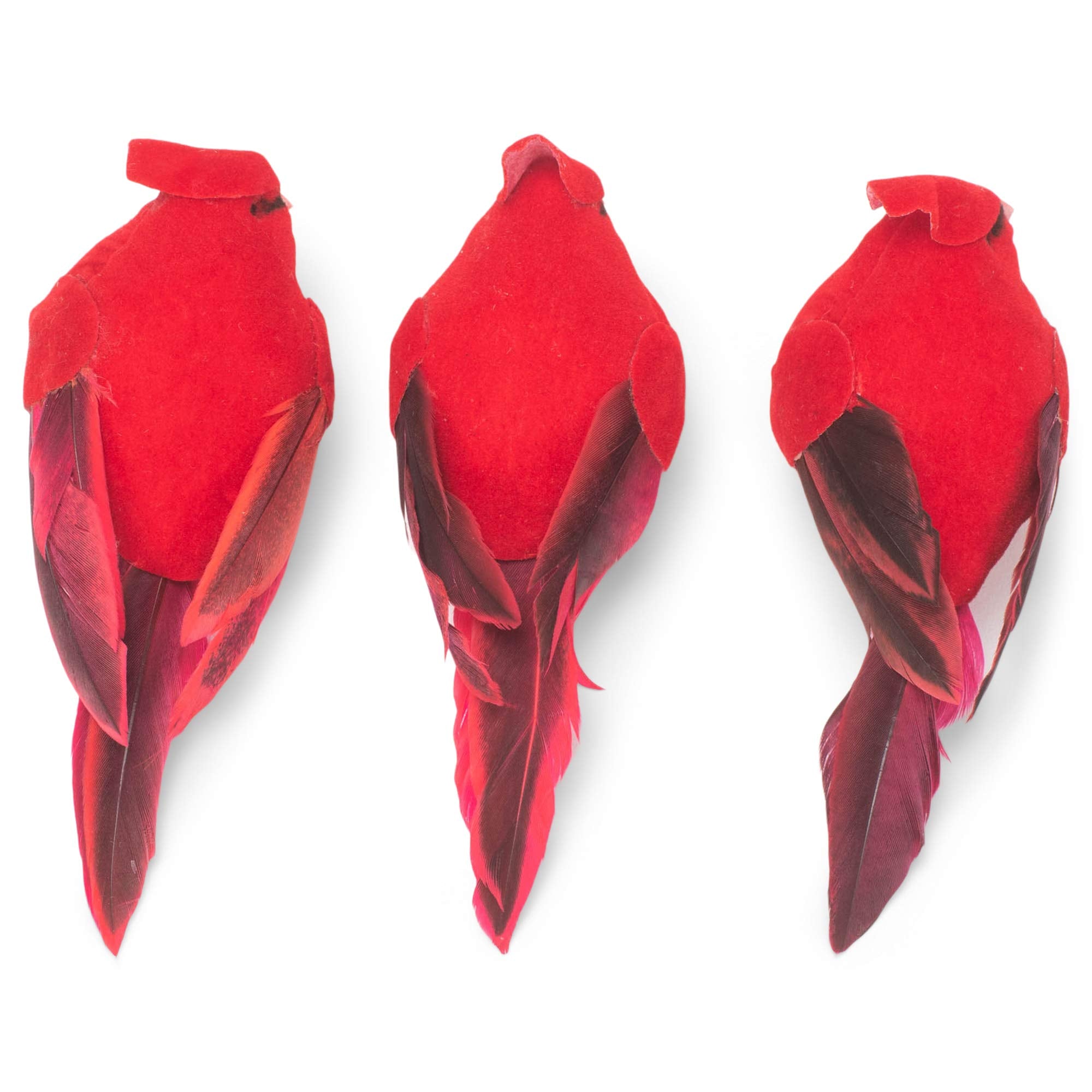 RAZ Imports Set of 3 Cardinal Clip on Christmas Tree Ornament 4 Inch Long Red Bird Decoration