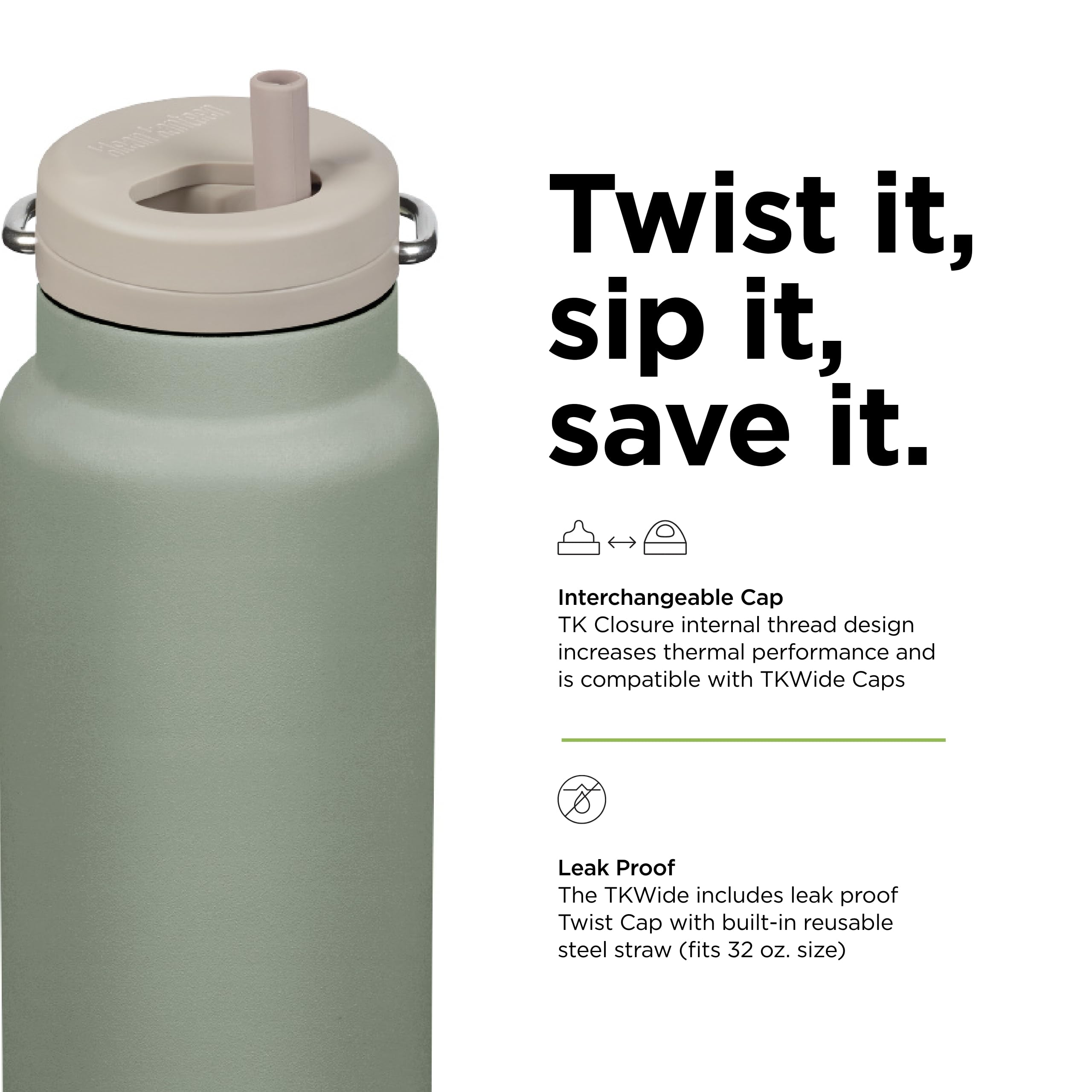 Klean Kanteen Wide Twist Cap Bottle 32Oz, 1 Ea