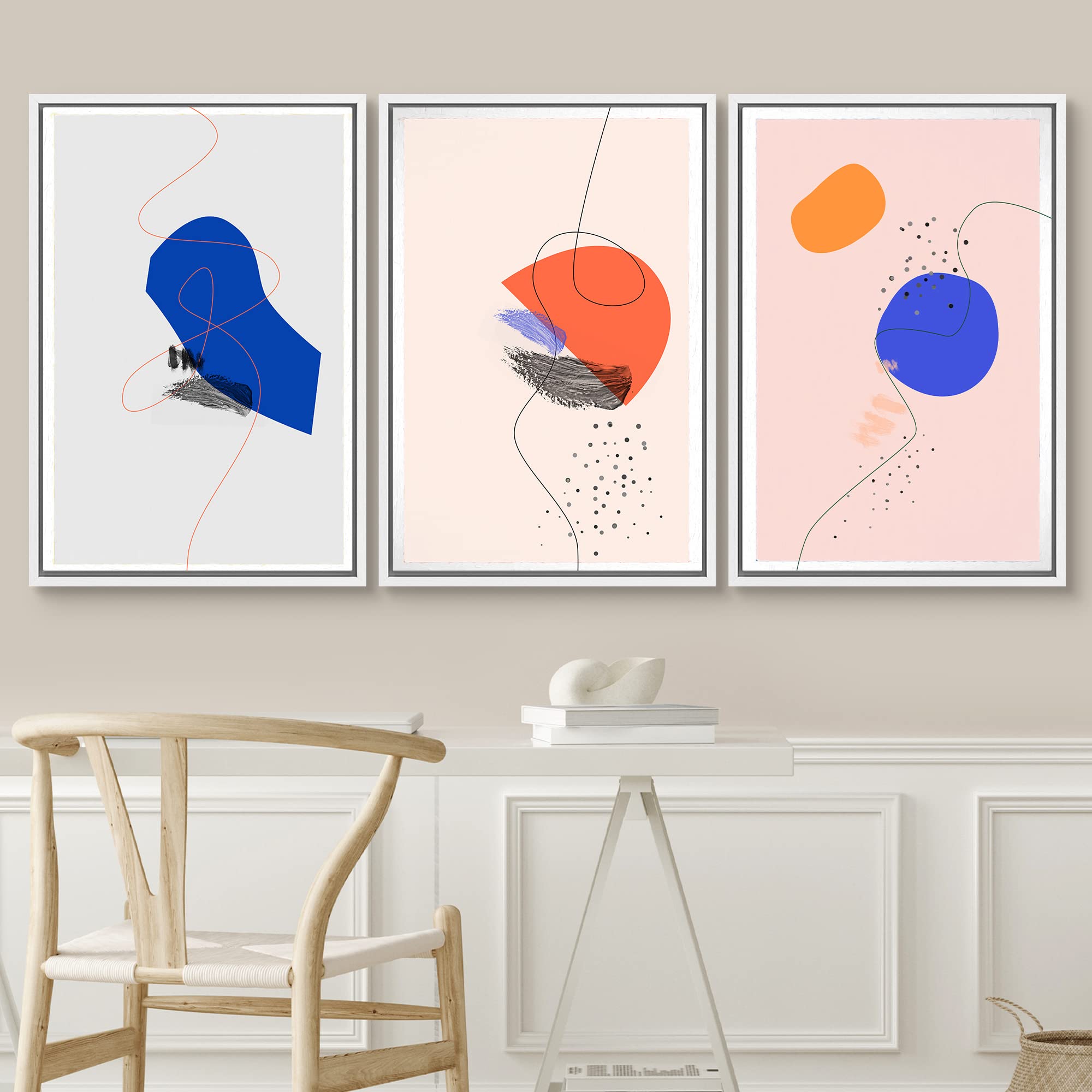 Signwin 3 Piece Framed Canvas Wall Art Geometric Illustration Canvas Prints Home Artwork Decoration For Living Room,Bedroom - 16