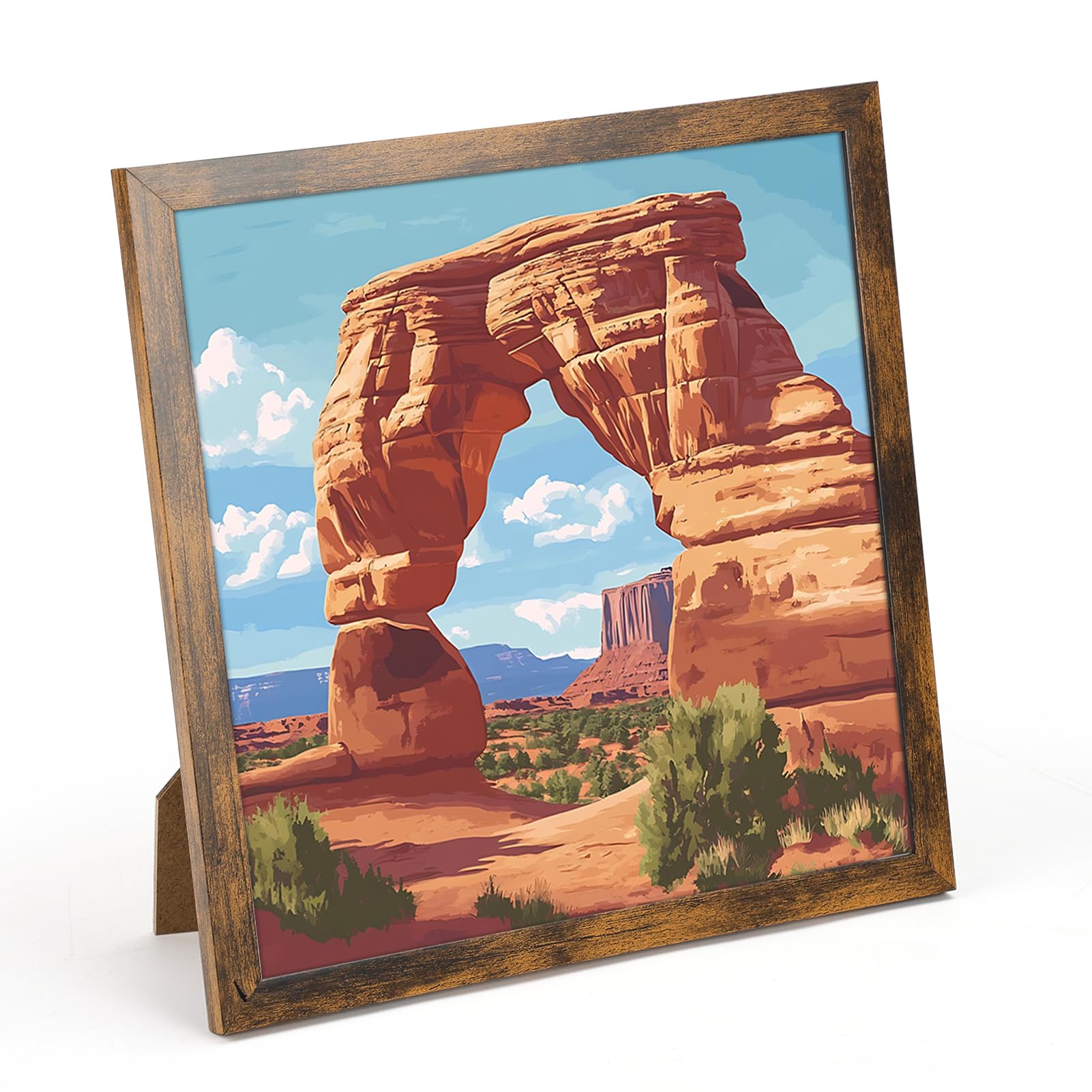 Giftgarden 8x8 Picture Frame Rustic Brown, 8 by 8 Thin Square Photo Frame for Gallery Wall Tabletop Display, Single