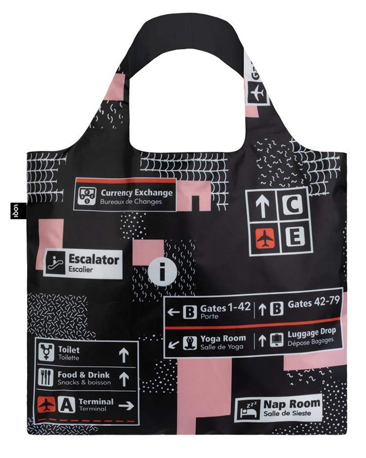 Loqi Airport Reusable Shopping Bag, O/S, Icons