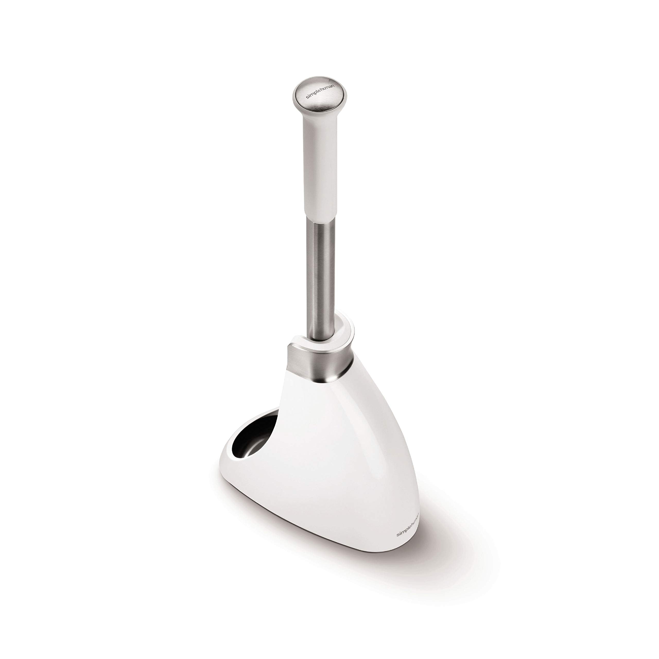 Simplehuman Toilet Brush With Caddy, Stainless Steel, White
