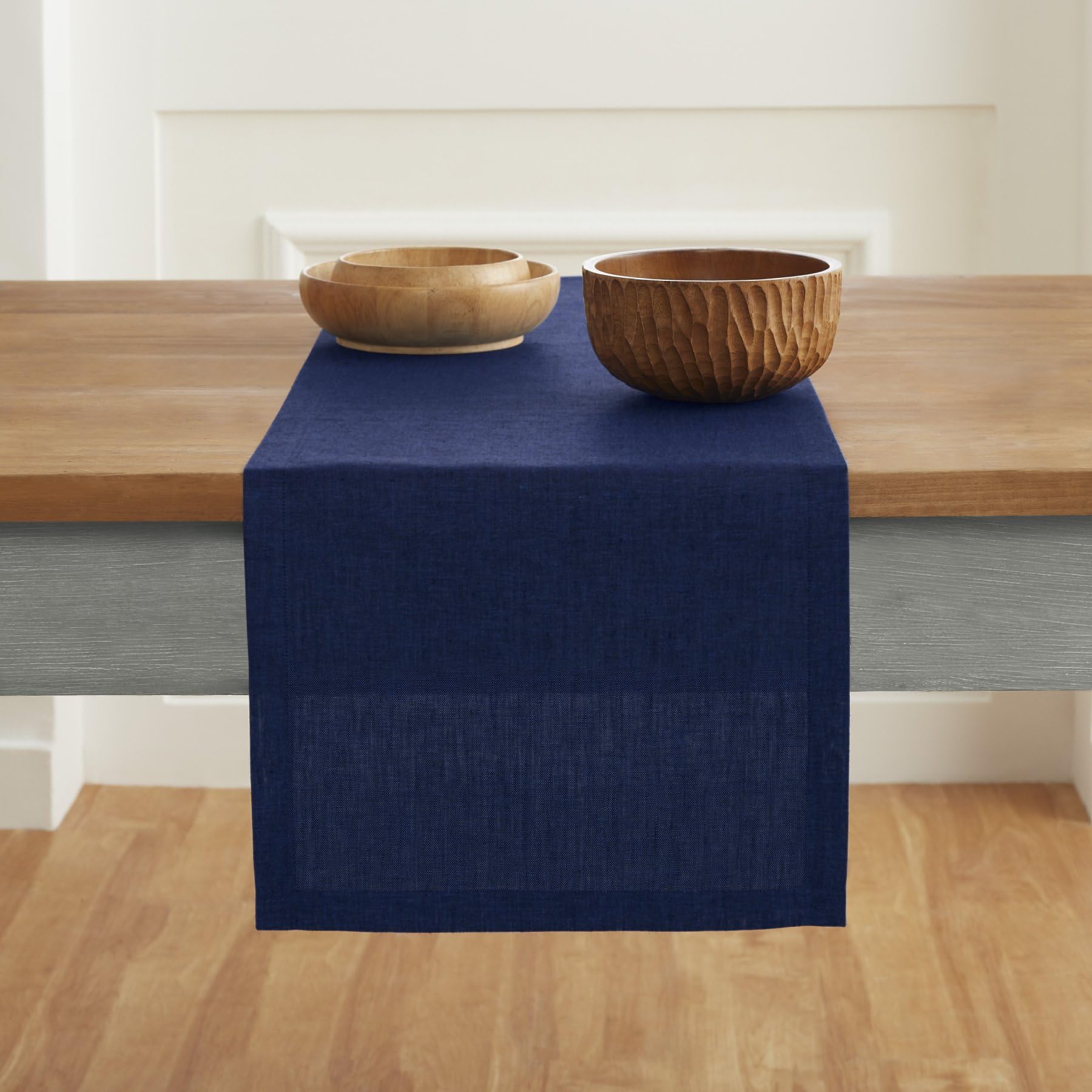 Solino Home Linen Table Runner 120 Inches Long - 100% Pure Linen Royal Blue Table Runner 14 X 120 Inch - Machine Washable Christ